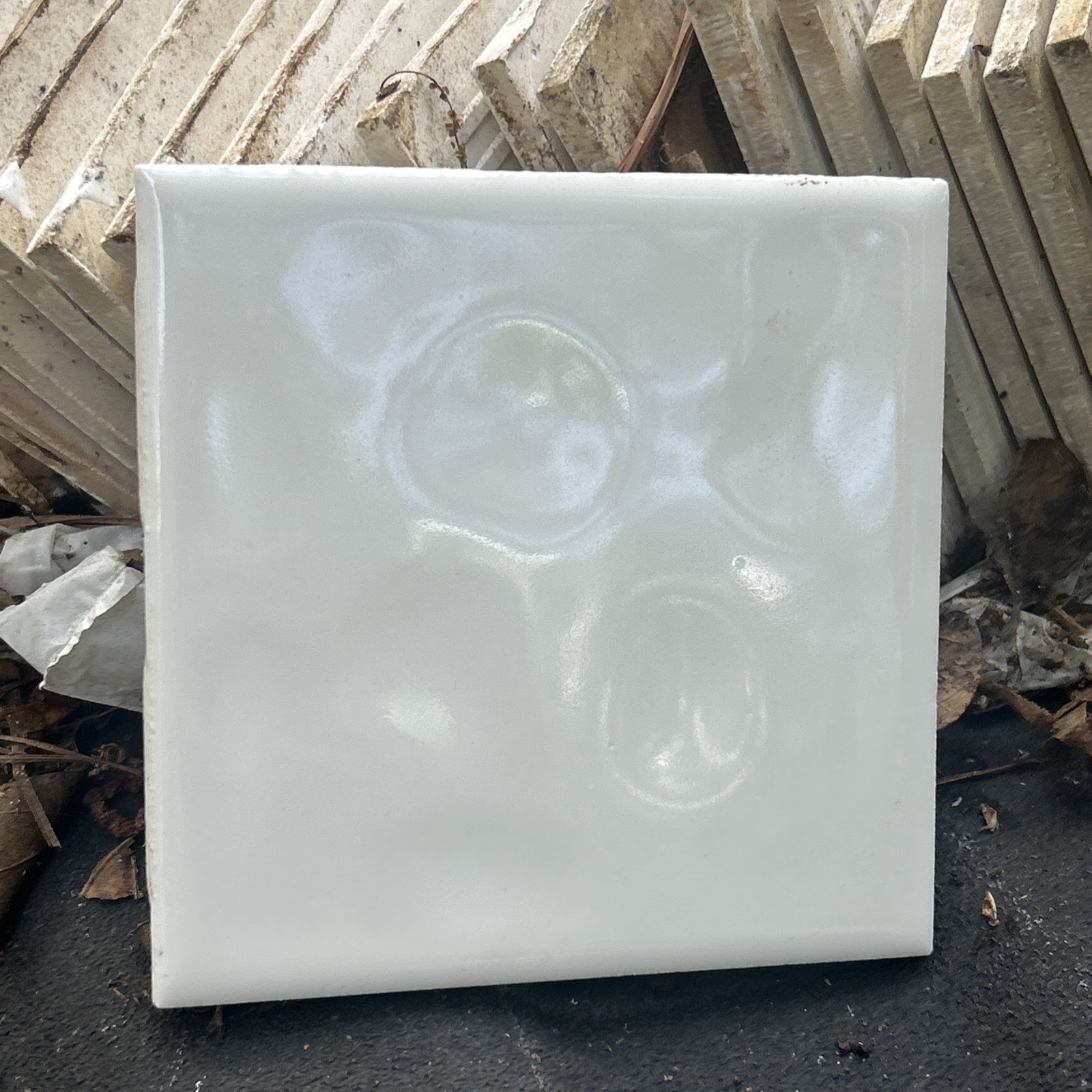 75 Bright White 4-1/4″ Glossy Ceramic Tile Monarch Tile Co. USA Vintage 80s 90s