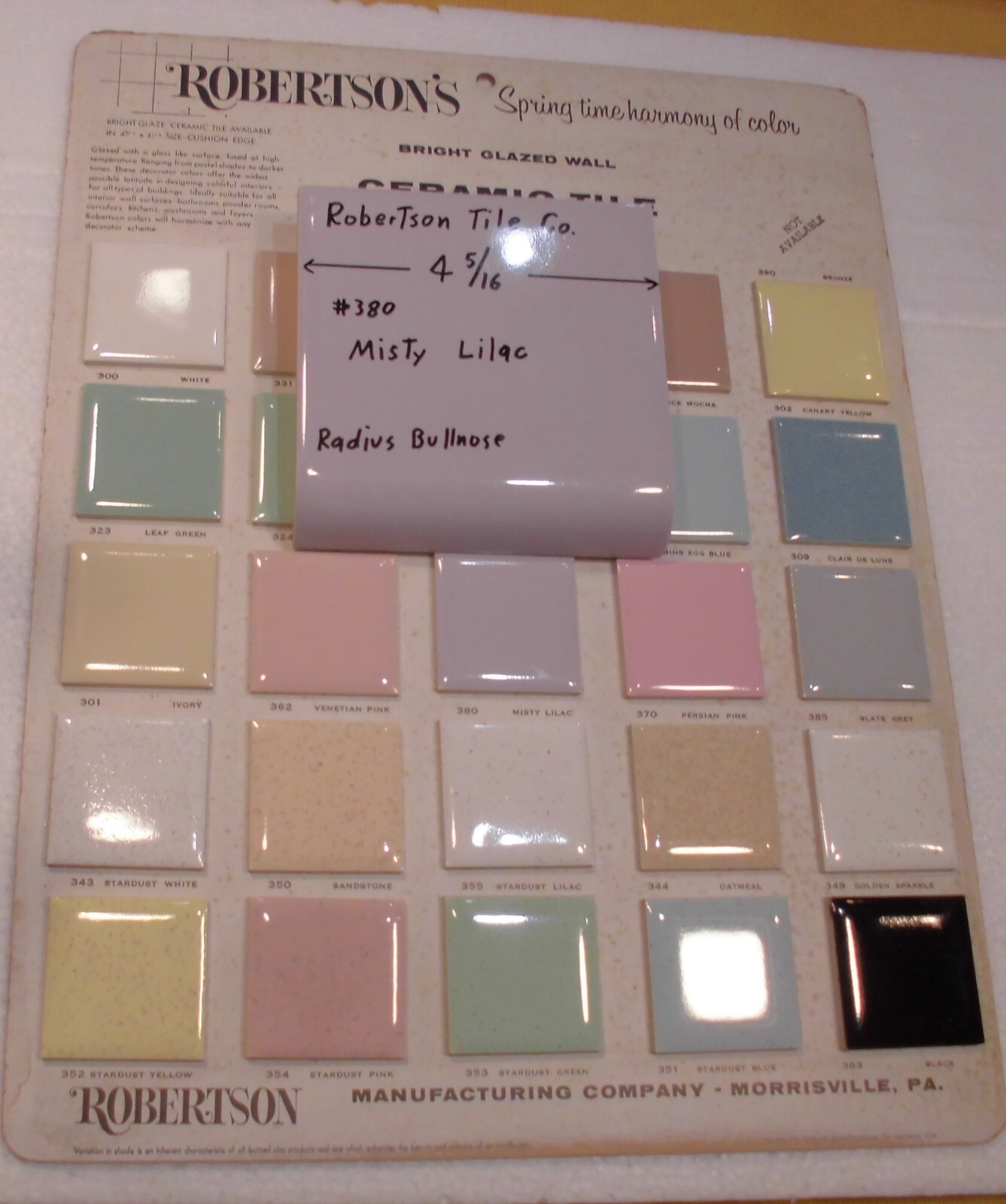 1 pc. Radius Bullnose; Misty Lilac: Glossy Ceramic Tile by Robertson 4-5/16″