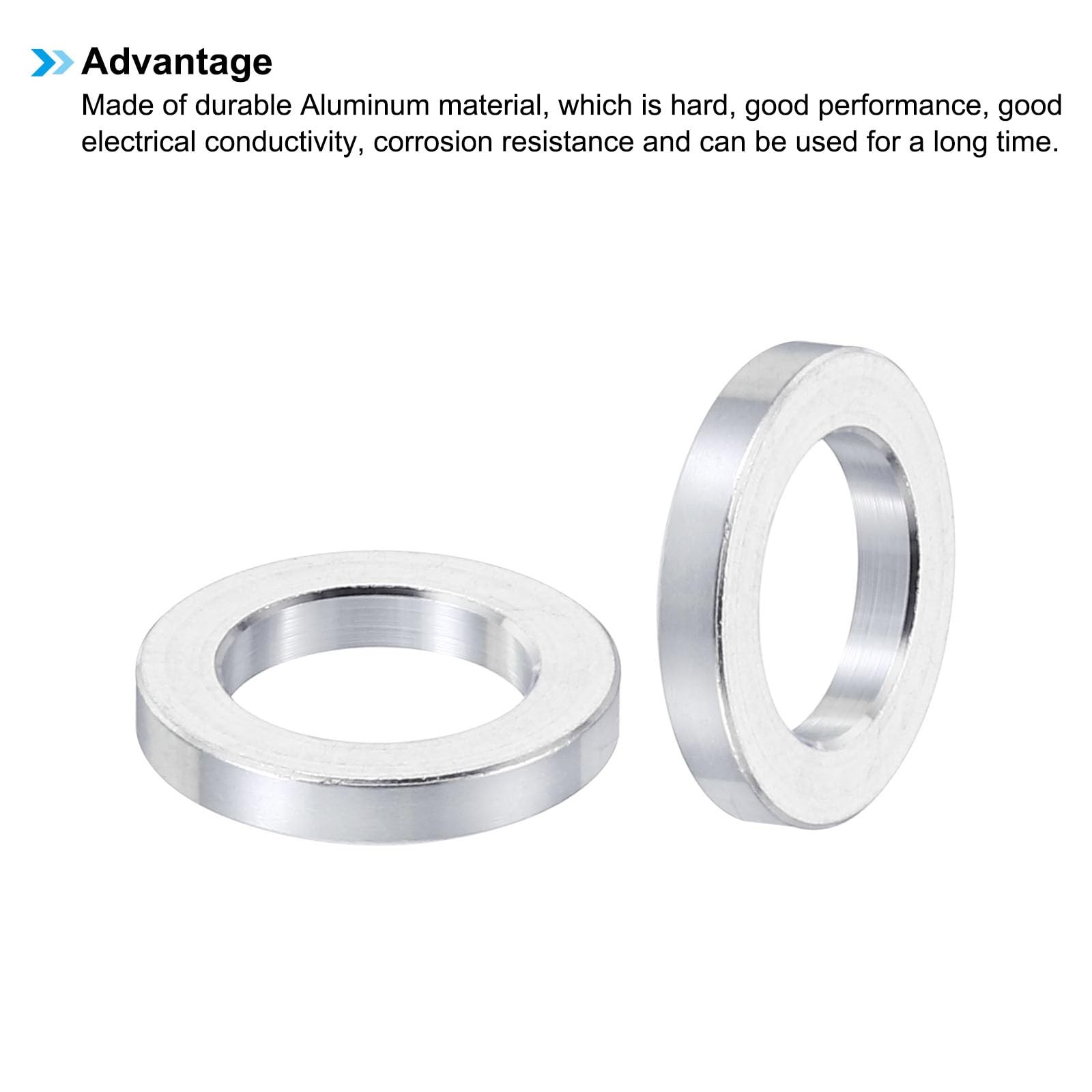 PATIKIL M10 Aluminum Spacers, 10 Pcs 10.2mm ID x 16mm OD x 2.5mm L, Silver