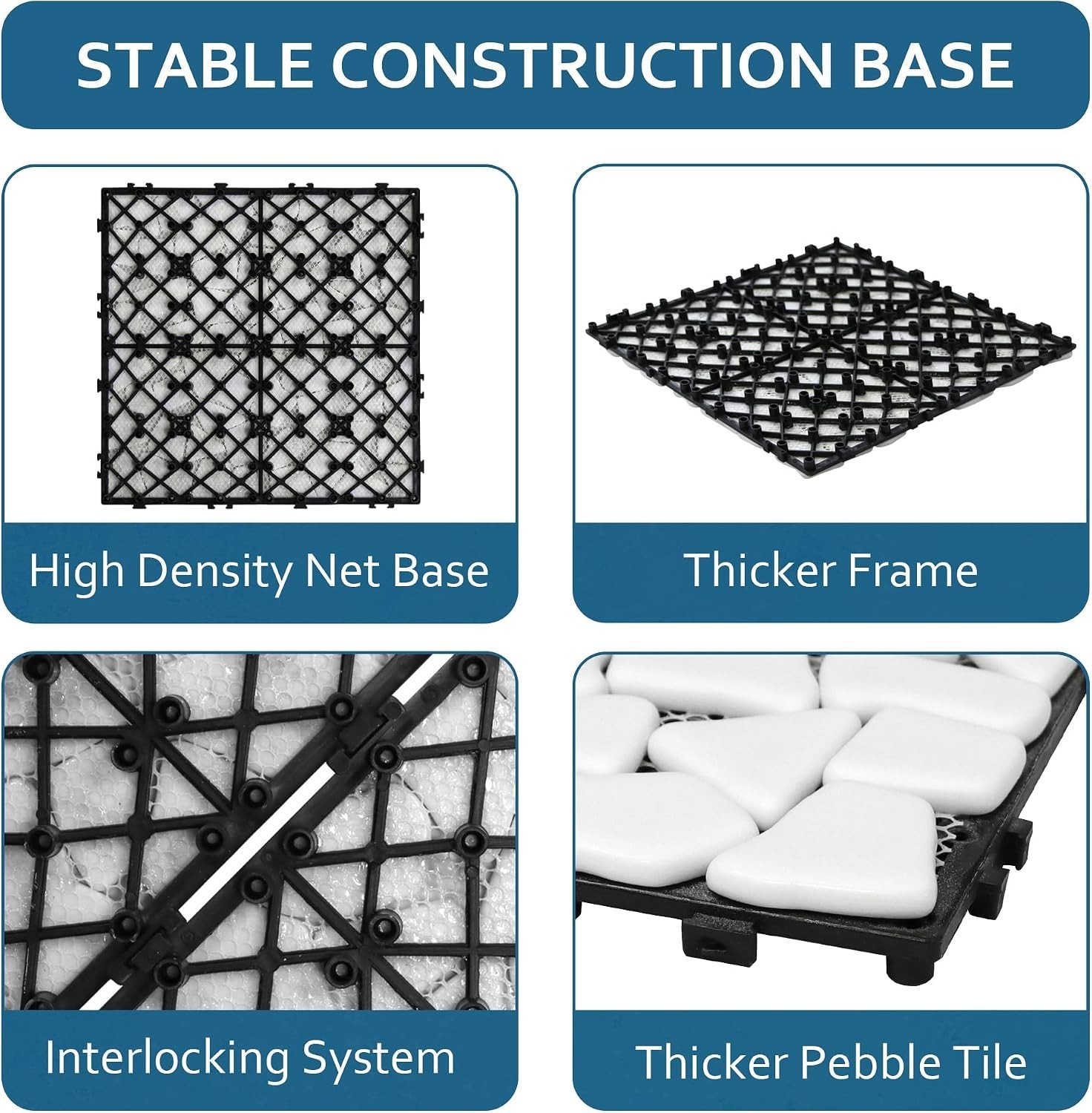 Stunning 4PCS Waterproof Marble-Look Interlocking Deck Tiles for Stylish Spaces