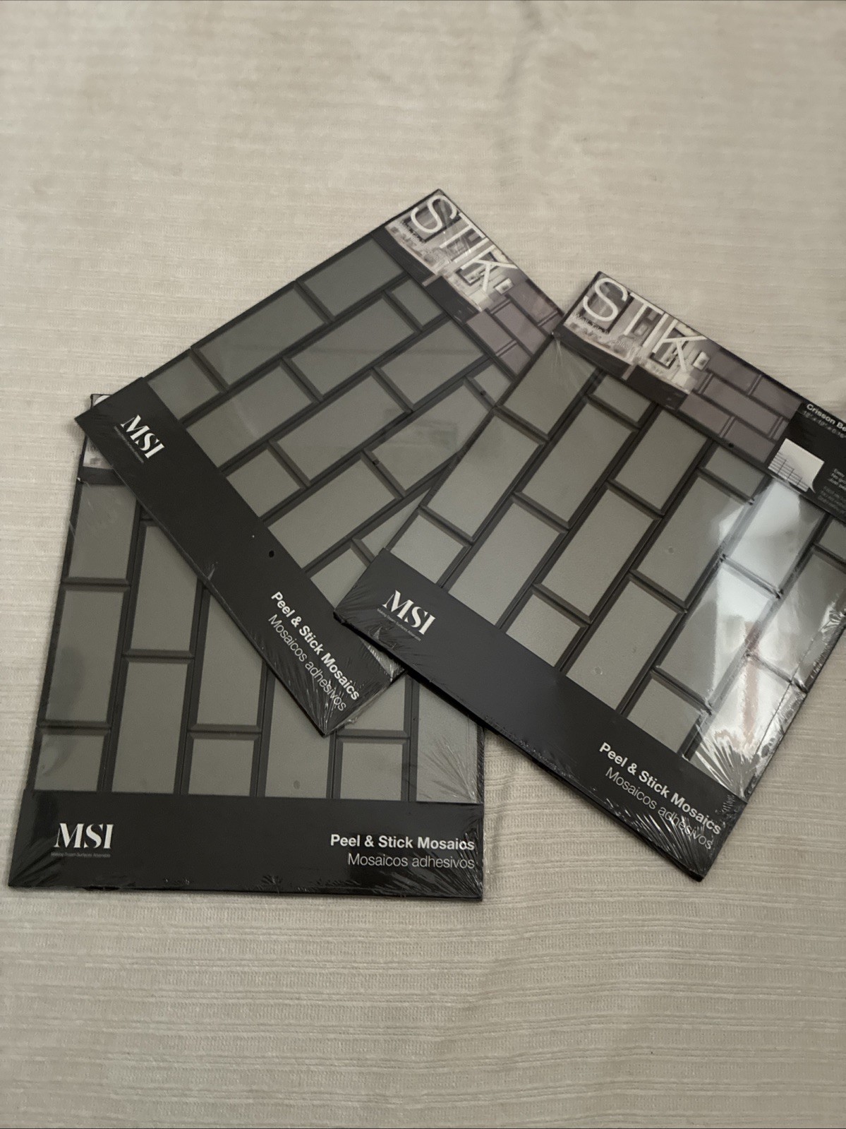 MSI Crisson Bevel Subway Peel Stick 12″x12″ Textured Glass Stone Look Set Of 3