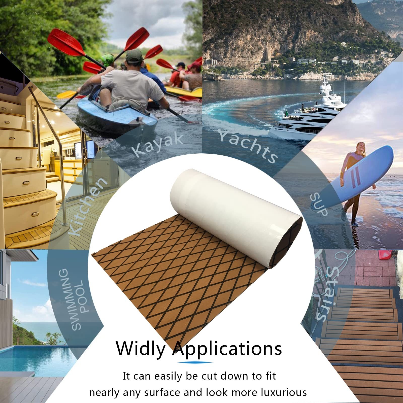 Boat Flooring Mat EVA Foam Boat Decking Marine Carpet Faux Teak Sea Decking S…