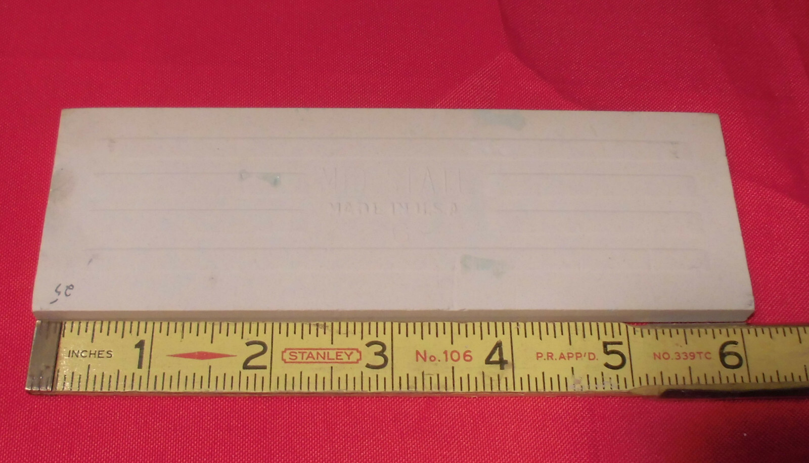 1 pc. Crystal Green: 2” X 6” Glossy Ceramic Bullnose Tile by MID-STATE, NOS