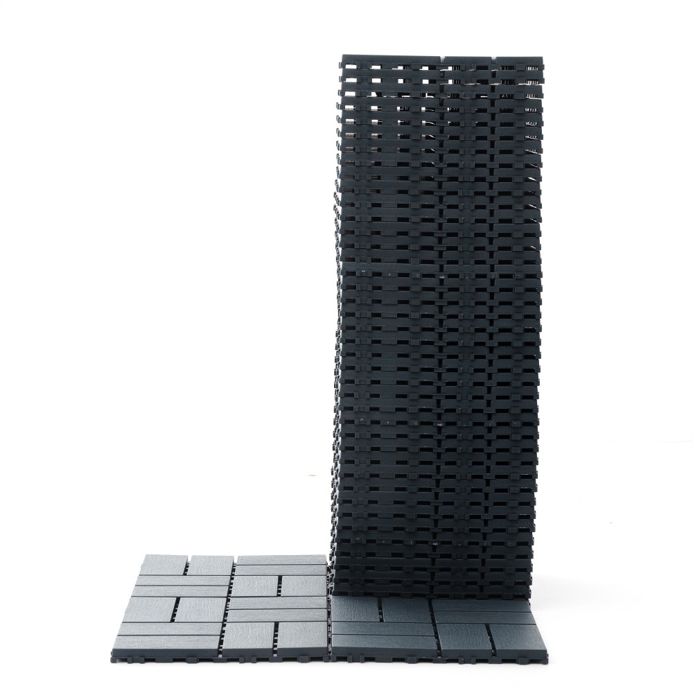 44 Pack Plastic Interlocking Deck Tiles 12″x12″ Square Waterproof All Weather