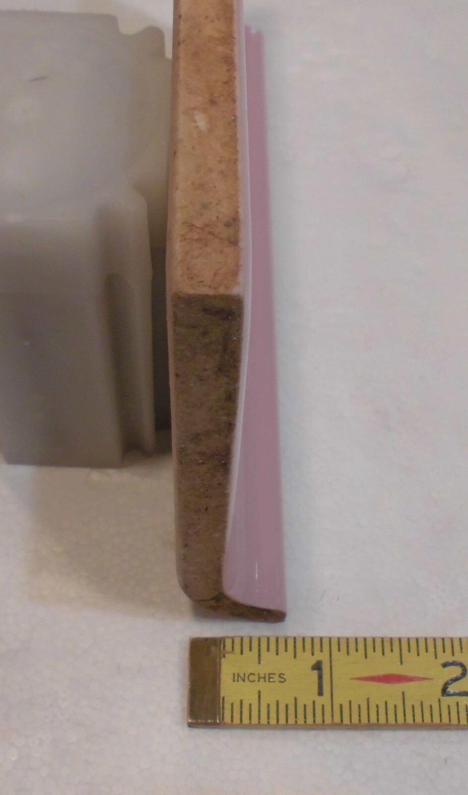 1 pc. Shell Pink: 4” X 6” Glossy Ceramic Cove Base Tile by Mid-State: Flat Top