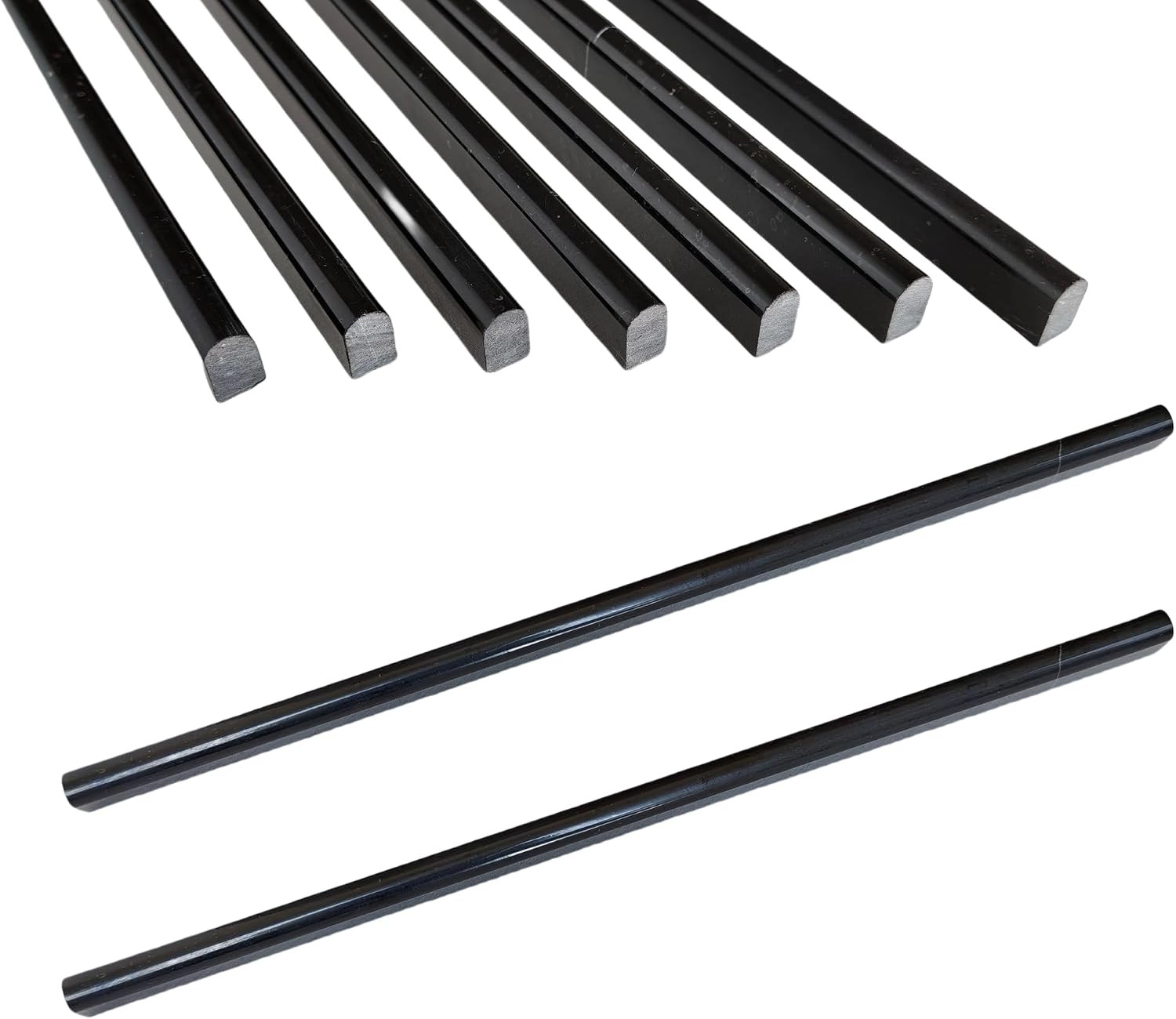 Polished Black Marble Pencil Tile Trim – 10 Pack for Backsplash & Walls