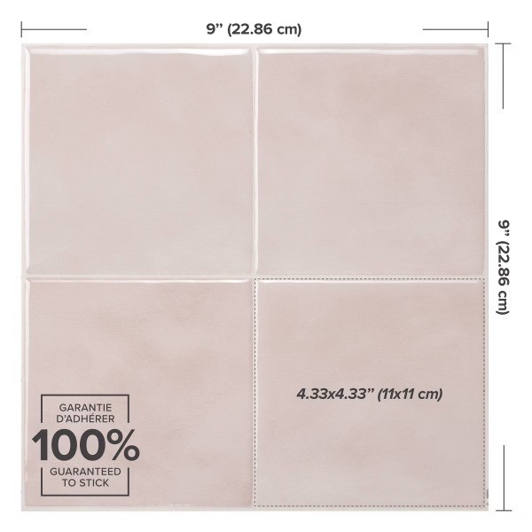 Zellige Temera Peel and Stick Backsplash Tiles Light Pink