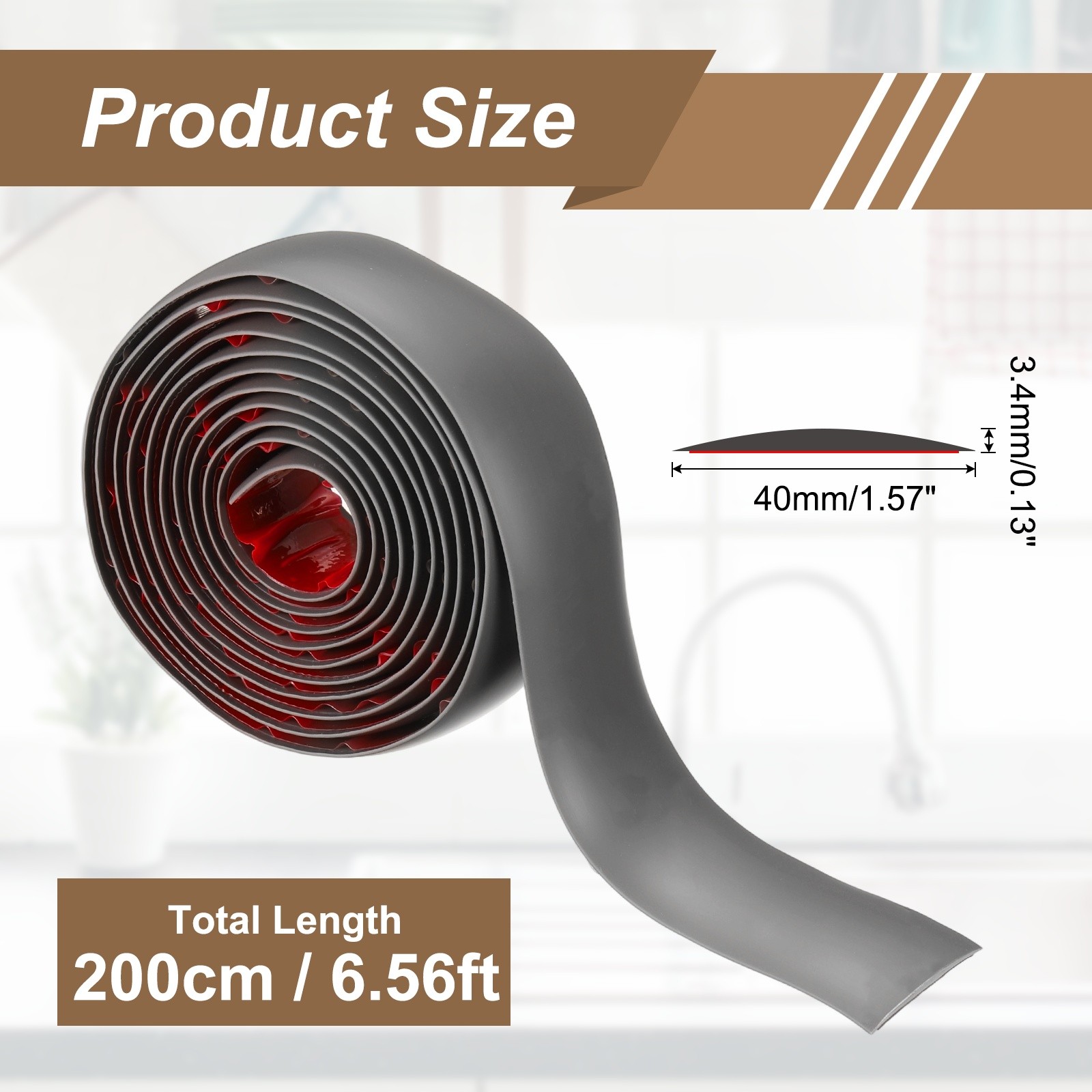 Floor Transition Strips, 6.56 Ftx1.57″ PVC Edging Trim, Dark Gray