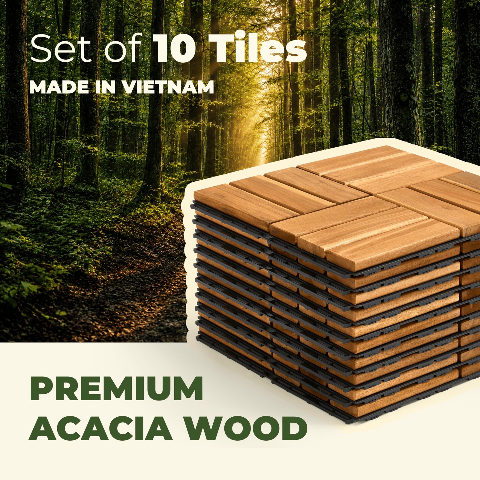 Jurax Premium Deck Tiles 10 Pcs 1212 Acacia Wood Interlocking Patio Tiles Snap