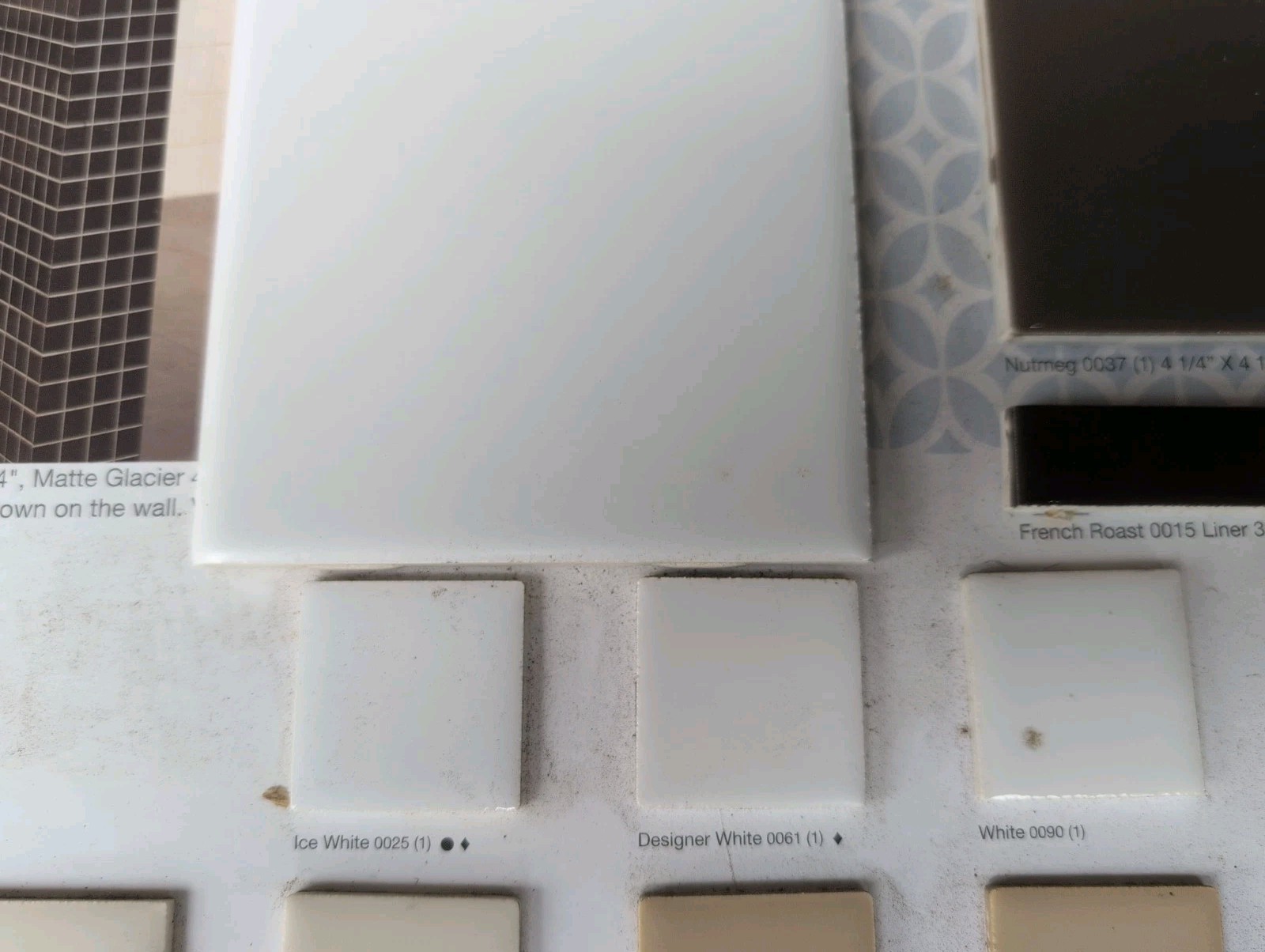 2 pcs 61 Designer White Matte Ceramic Tile 4 1/4″ American Olean Bullnose 0790