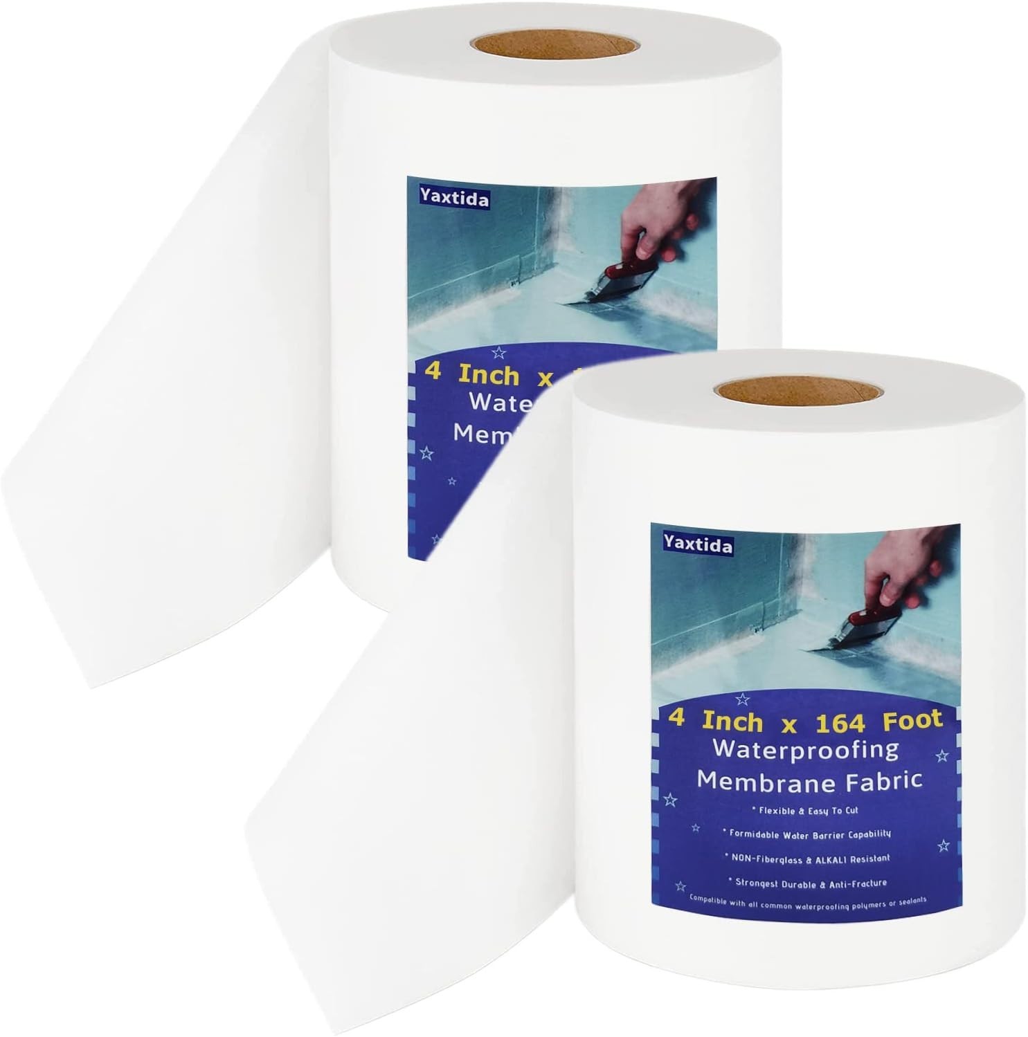 2 Pack 4 Inches x 164 Feet Waterproofing Membrane Anti Fracture Fabric, Reinf…