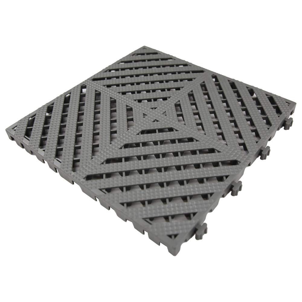 Modular Interlocking Deck Tile 13″x13″x3/4″ Heavy Duty for Garage Flooring, C…