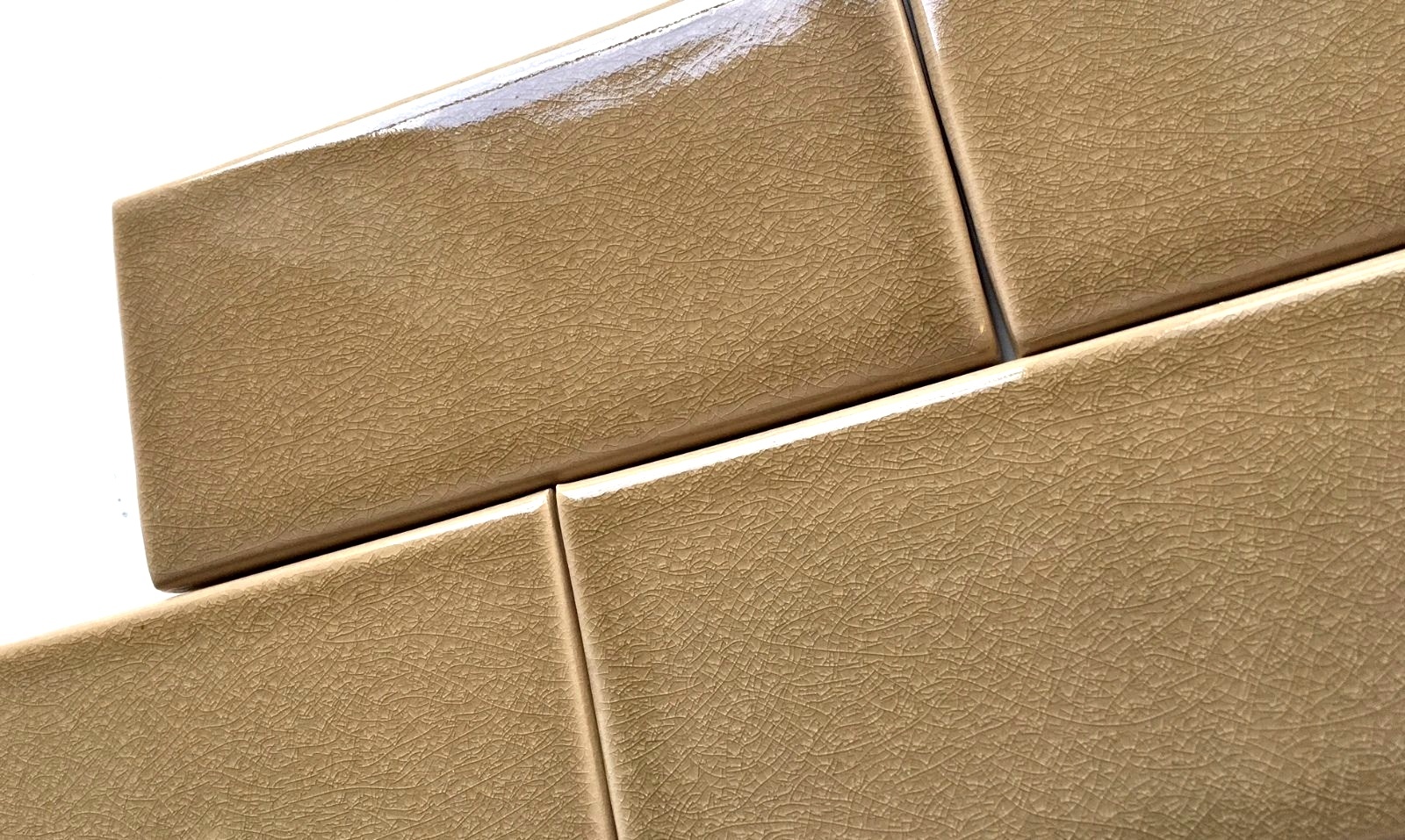 3×6 Cafe Latte Handmade Glossy Finish Crackled Ceramic Tile Wall Backsplash Bath