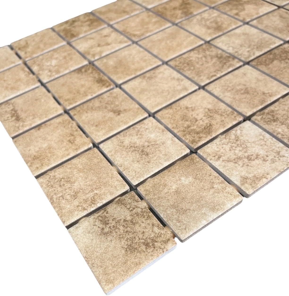 2×2 Stone Look Walnut Ceramic Tile Chateau Cape Coast Mosaic Wall Floor