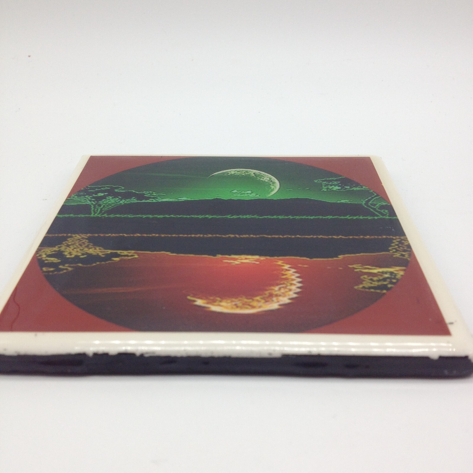 Moon Reflect Art Tile Made by Florida Tile U.S.A. Green Orange 4.5″ x 4.5″