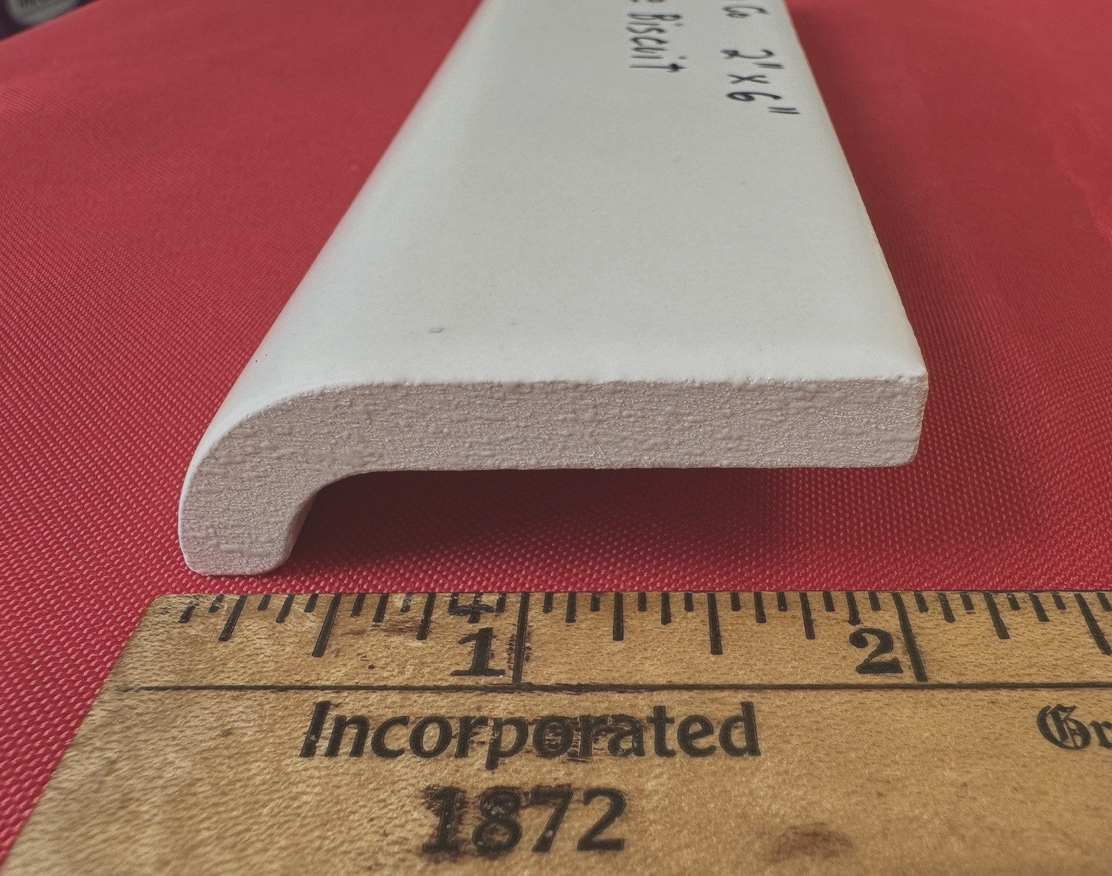 1 pc. Matte Biscuit: Ceramic Radius Bullnose Tile by American Olean Co. 2″ X 6″