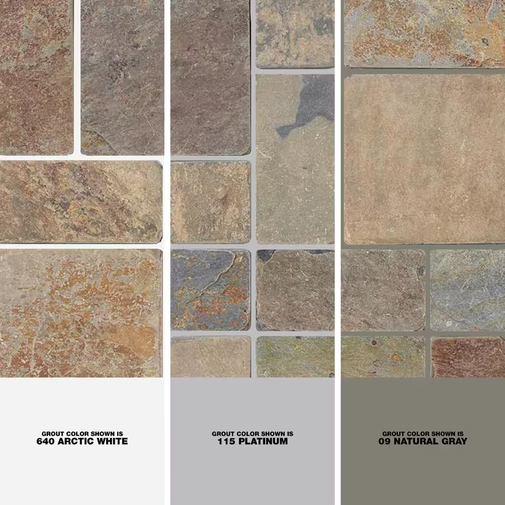 Rust Block Medley Multi-Color 11.75 In. X 11.75 In. Slate Wall and Floor Mosaic