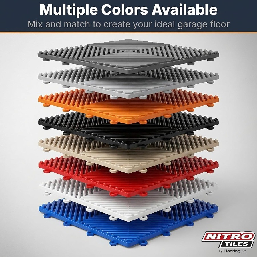 Nitro Tiles Vented by FlooringInc 12″ x 12″ Interlocking Garage Floor Tiles
