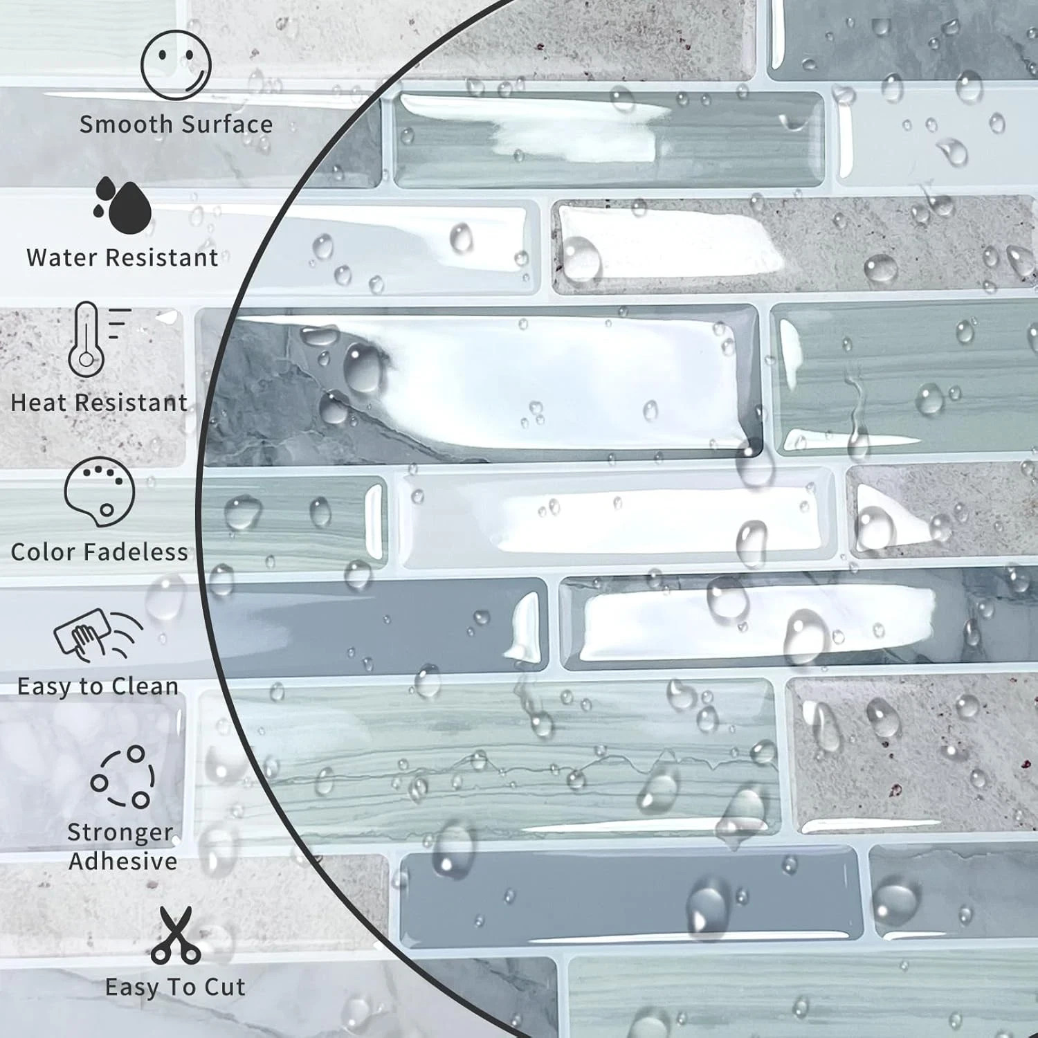 10 Sheet Peel and Stick Backsplash Tiles, 12 X 12 Inch Sage Green Self Adhesive