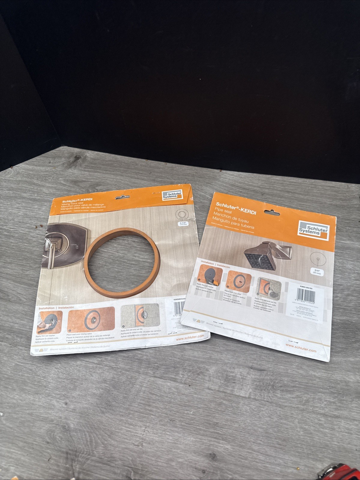 NEW Schluter KERDI Pipe Seal 3/4” and Mixing Valve Seal 4-1/2″ Pair