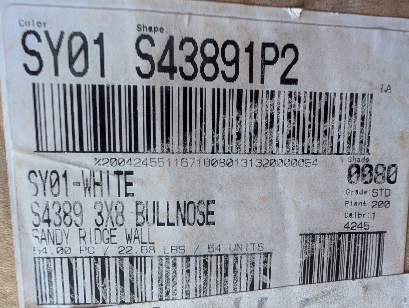 2 pcs American Olean Ceramic Tile Sandy Ridge series “White” SY01 3×8 Bullnose