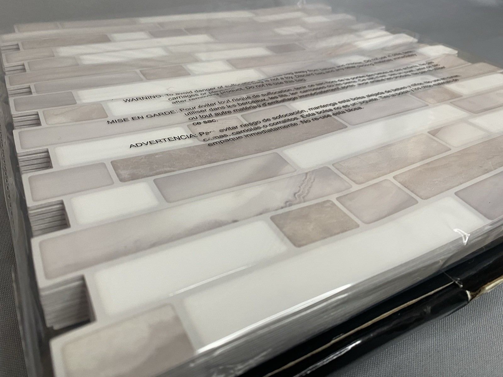STICKGOO Thicker Design Peel & Stick Tile Backsplash 12”x12” 10 Count Beige/Whit