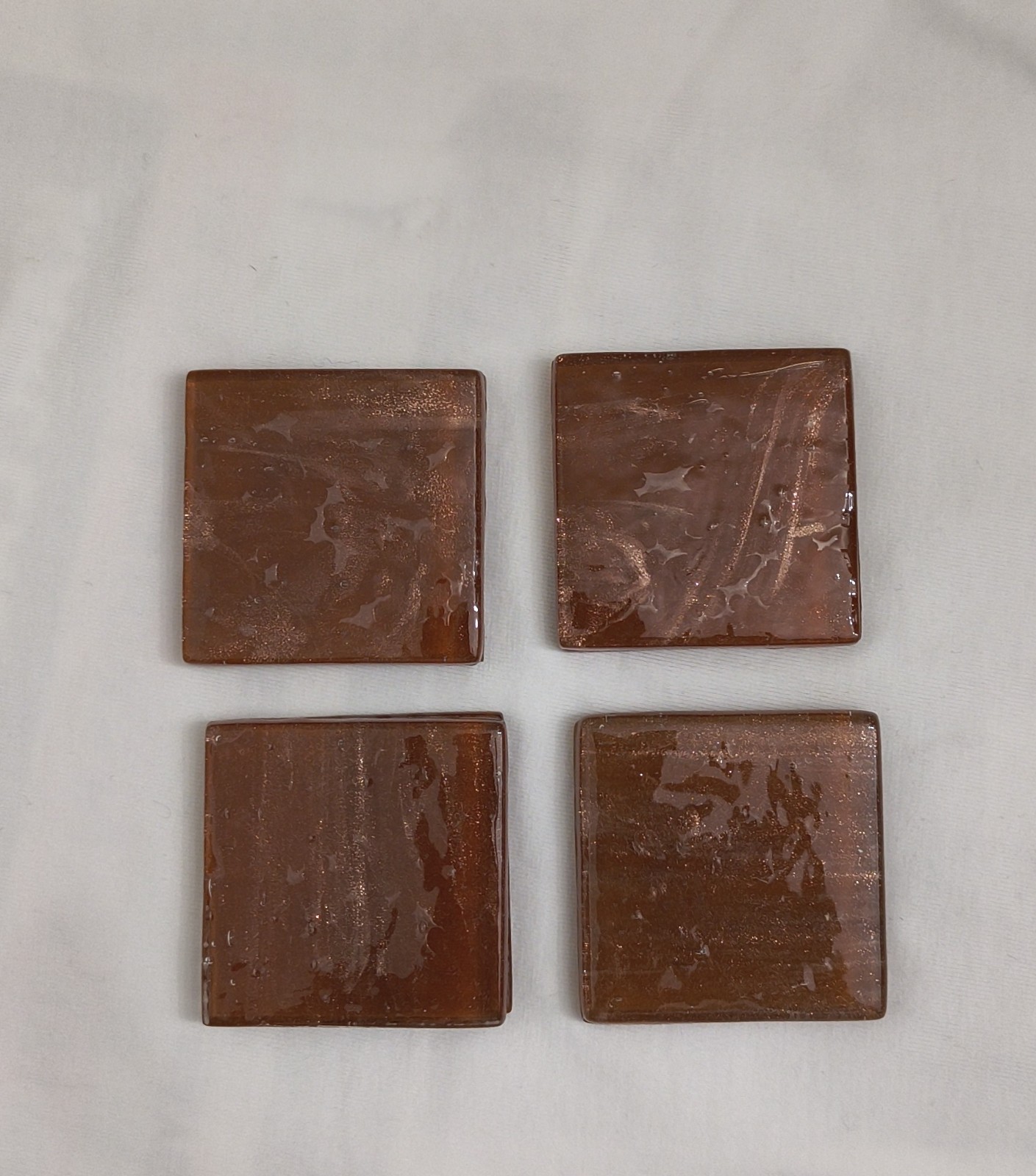 (4) 1.75 “X 1.75 ” Glass Crackled Metallic Tile Italy Backsplash ~ Dark Copper