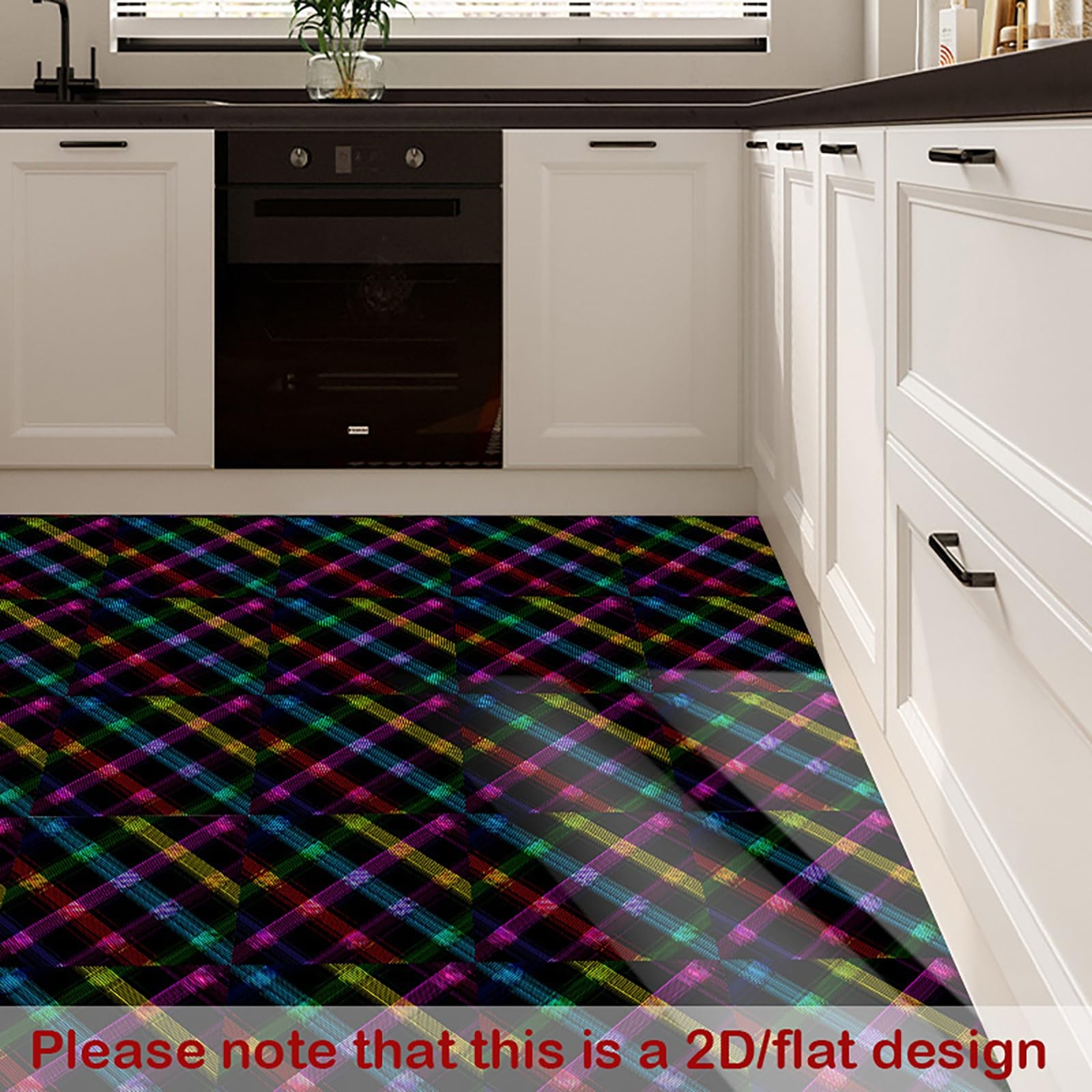Peel and Stick Vinyl Floor Tiles – 12×12 Inch Colorful Crisscross Pattern, 10…