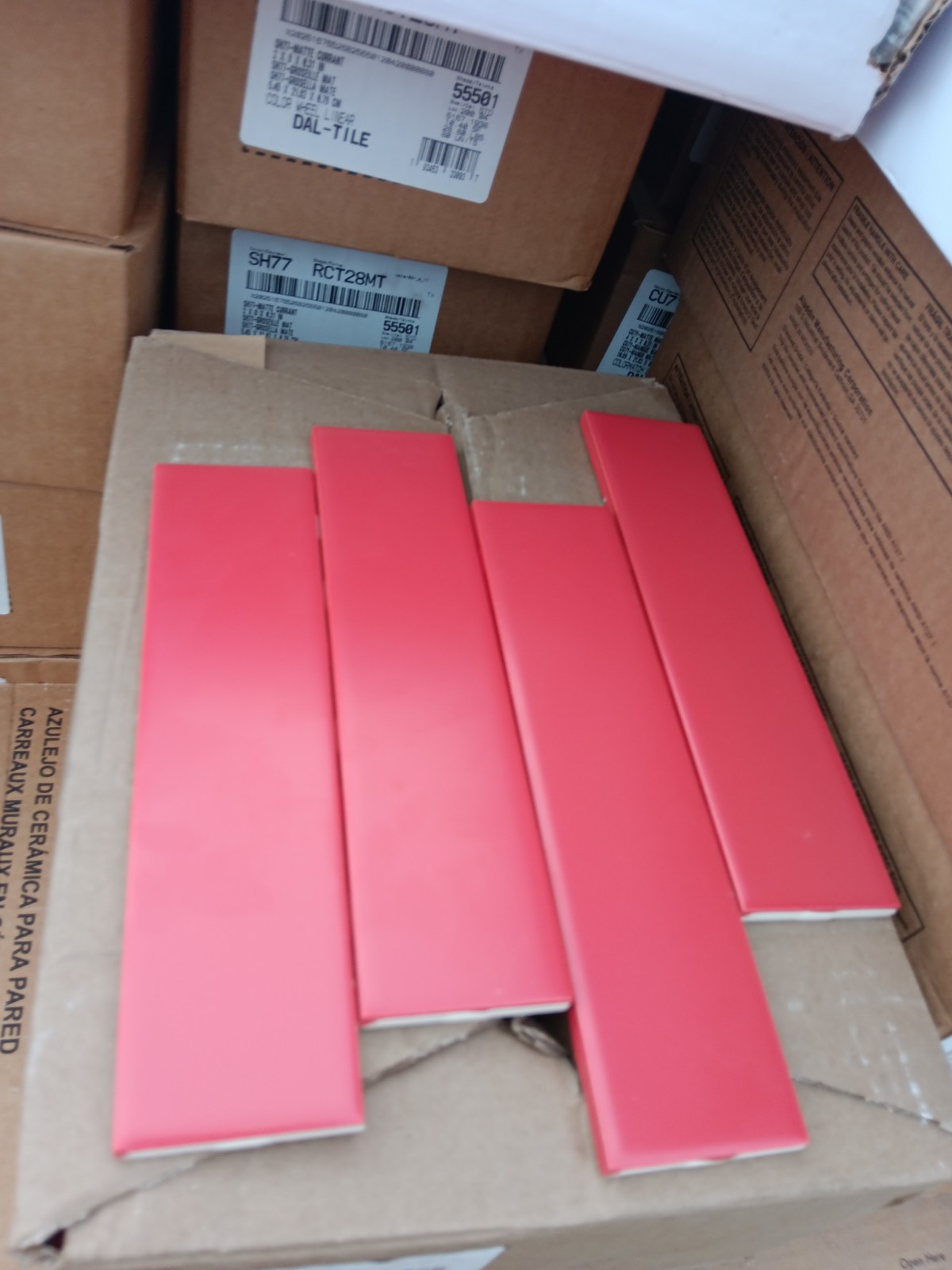 20 Tiles (2.5 ft²) – Matte Red 2″ x 8″ Ceramic Subway Tile..Vintage/Retro