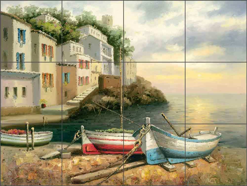 Boat Tile Backsplash Ching Seascape Art Ceramic Mural CHC081
