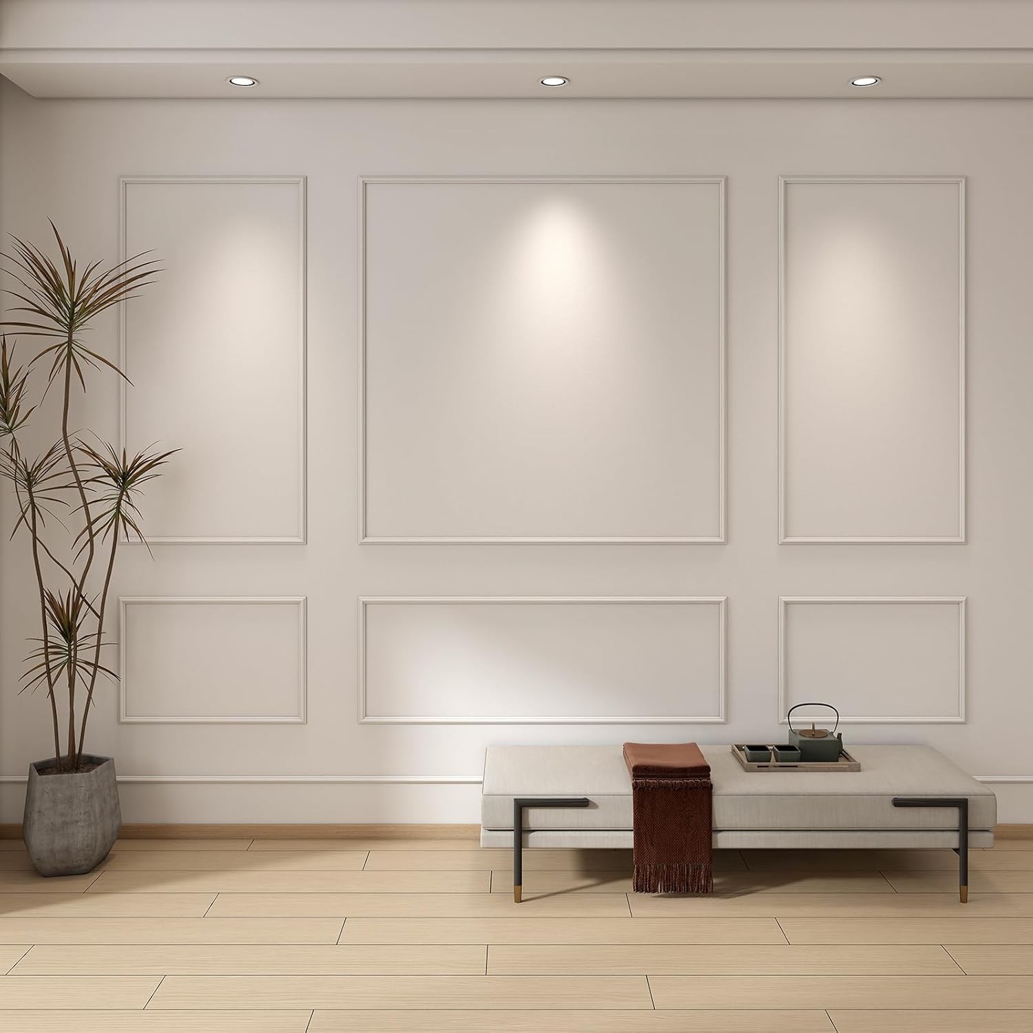 Peel & Stick Wall Molding Kit 3D Premade Wainscoting Wall Decor 31×63+72×63