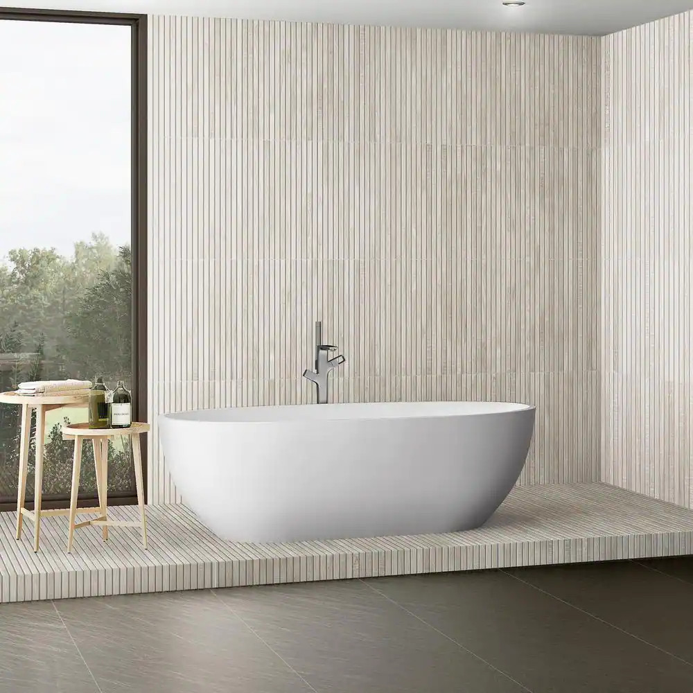 Montgomery Ribbon White 24 In. X 48 In. Matte Porcelain Floor and Wall Tile (15.
