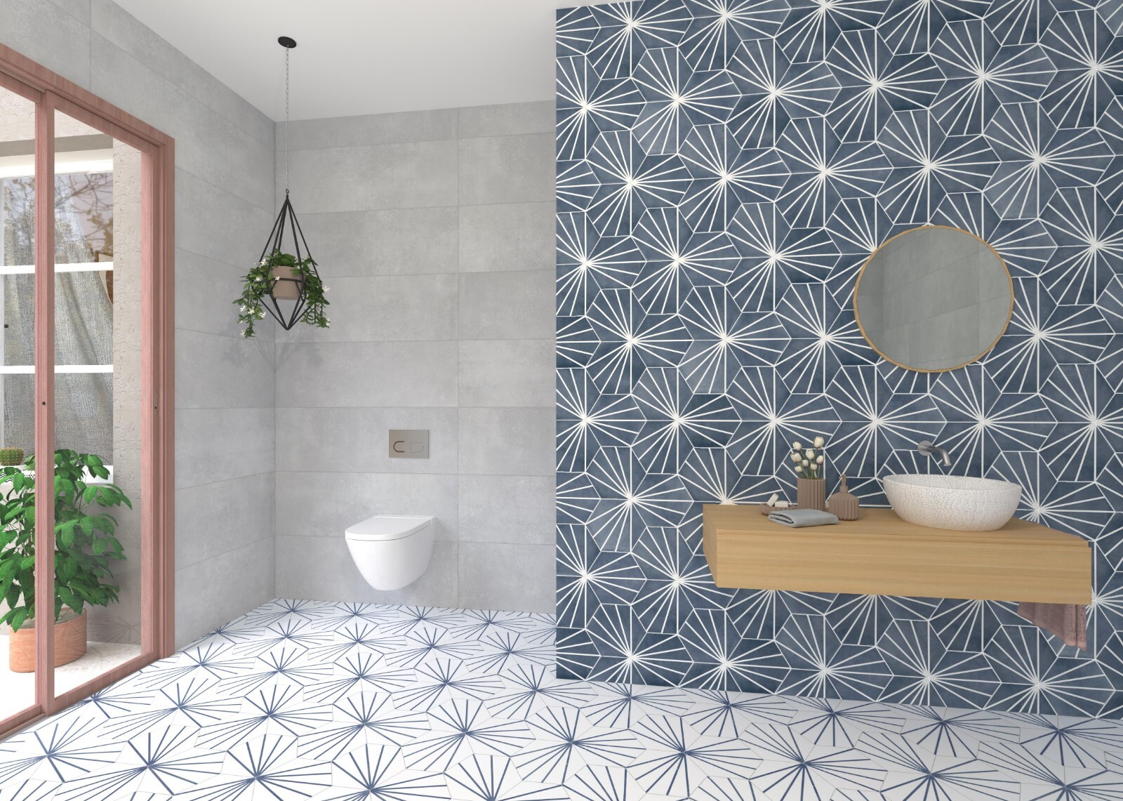 Industry Tile 9×10 Palm Bays Hexagon Light Blue Porcelain Tile (8.08 Sq. ft/Box)