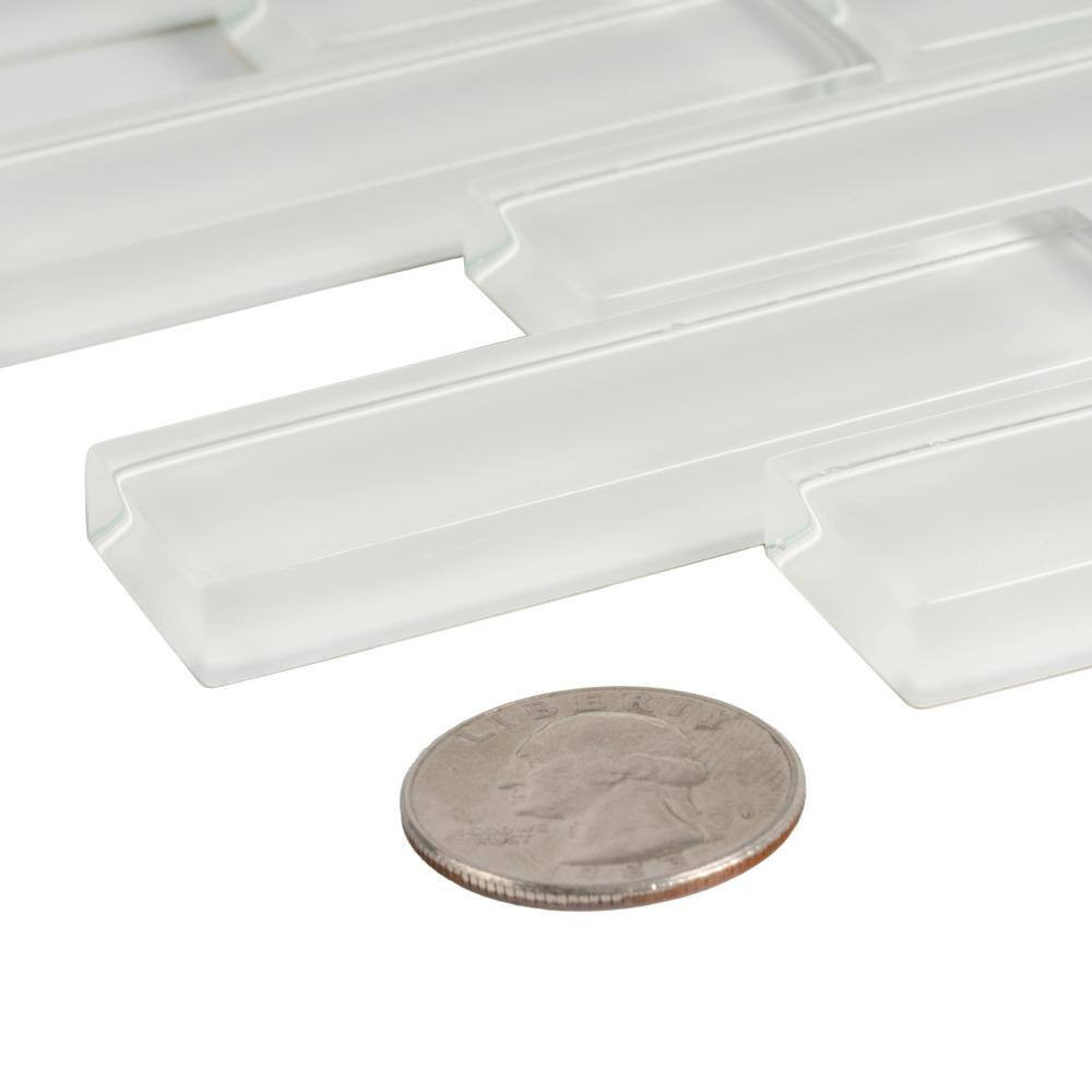 Ice White 11.9 In. X 11.9 In. Polished Glass Mosaic Tile (4.92 Sq. Ft./Case)