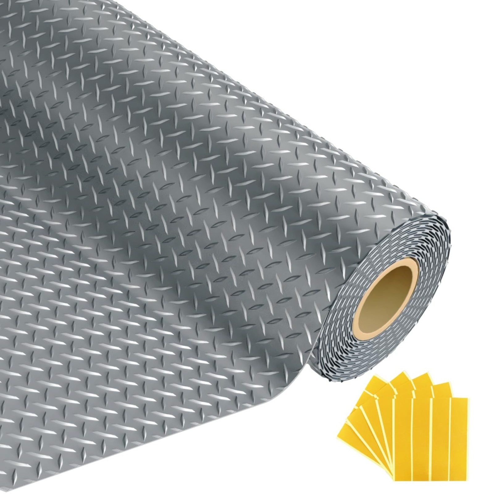8×20 FT Garage Floor Mat, 2.8mm Thickened Flooring Roll Diamond Plate PVC Rub…