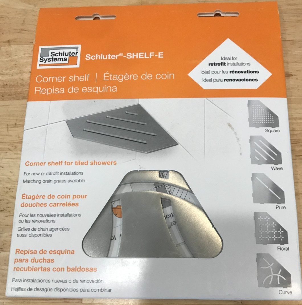 SCHLUTER SYSTEMS Corner Shelf-E Curve Design Brushed Stainless Steel (SES2D6EB)