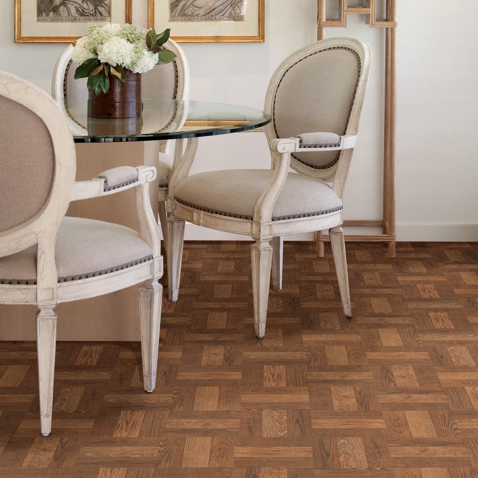 Brown Parquet Peel & Stick Floor Tiles FP3324 Vinyl Waterproof Decor New Set Box