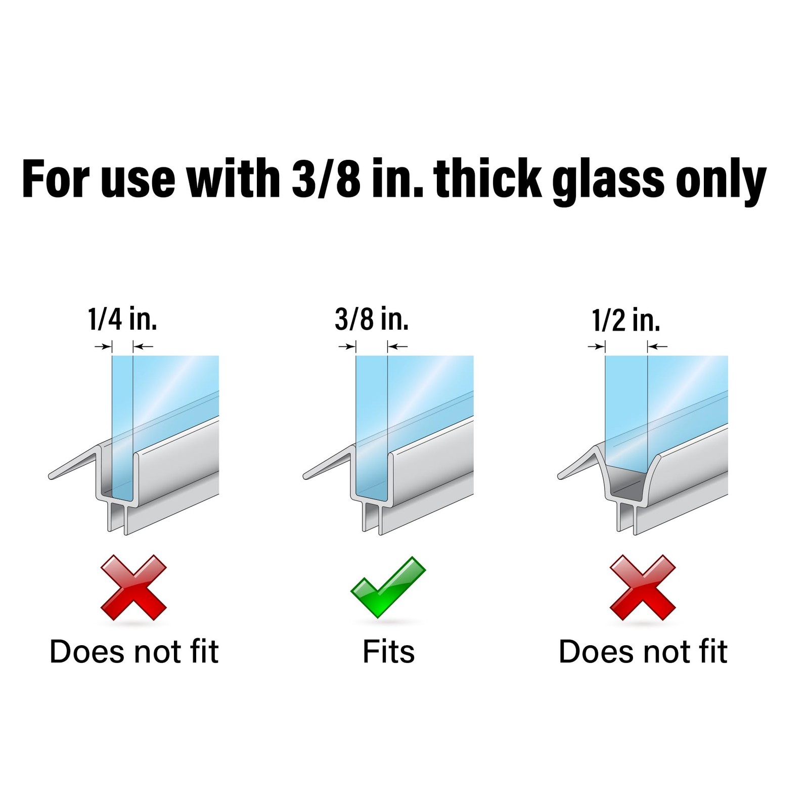 Prime-Line M 6258 Frameless Shower Door Bottom Seal for 3/8 in., Clear