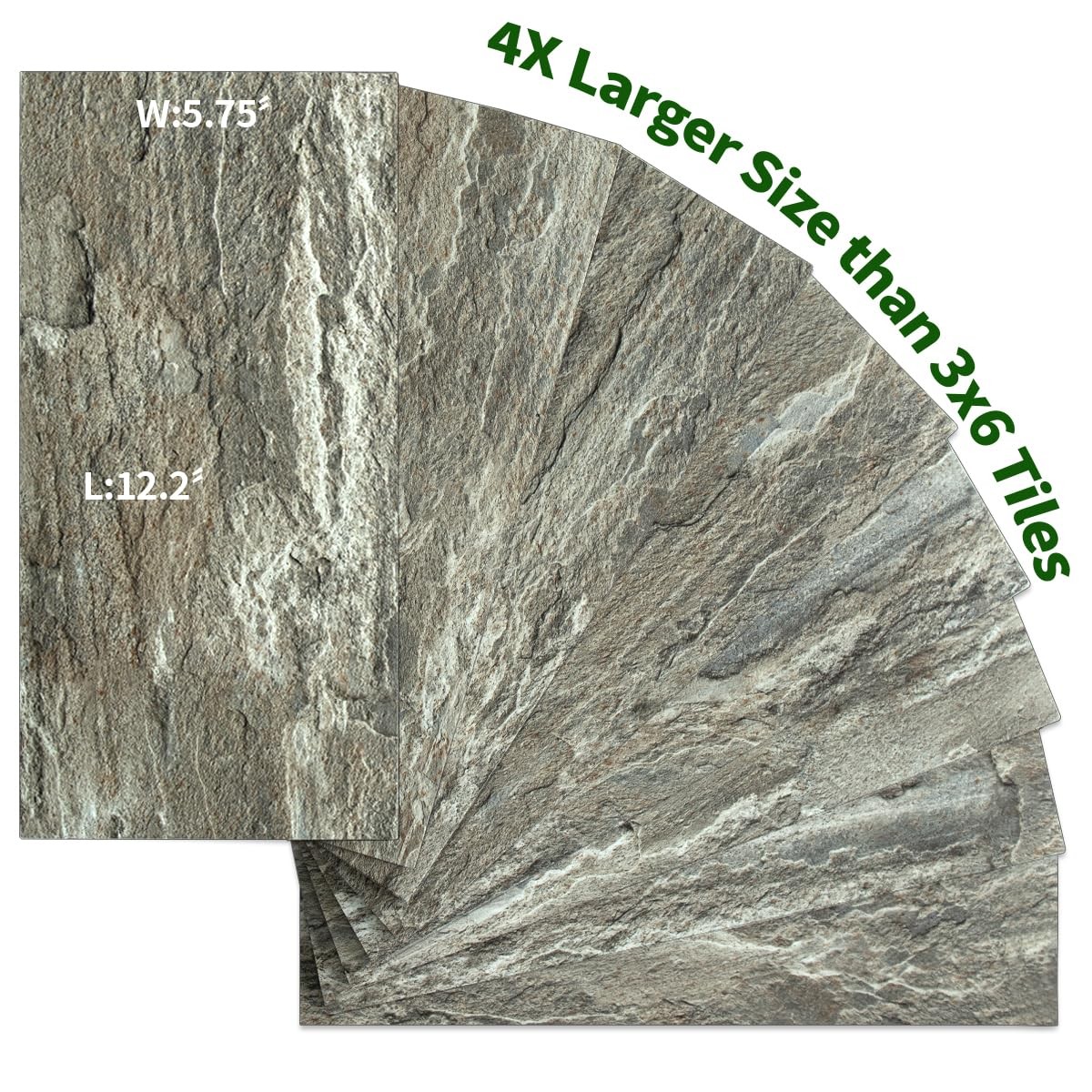20-Piece Apache Brown Rock Peel and Stick Backsplash Wall Tiles, 6″ x 12″ PVC…