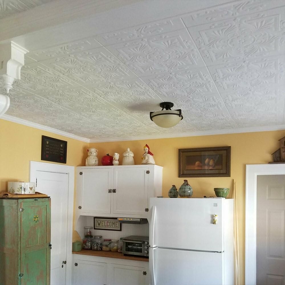 R14 Victorian Foam Glue-up Ceiling Tile (21.6 sq. ft./Case) Pack of 8 Plain