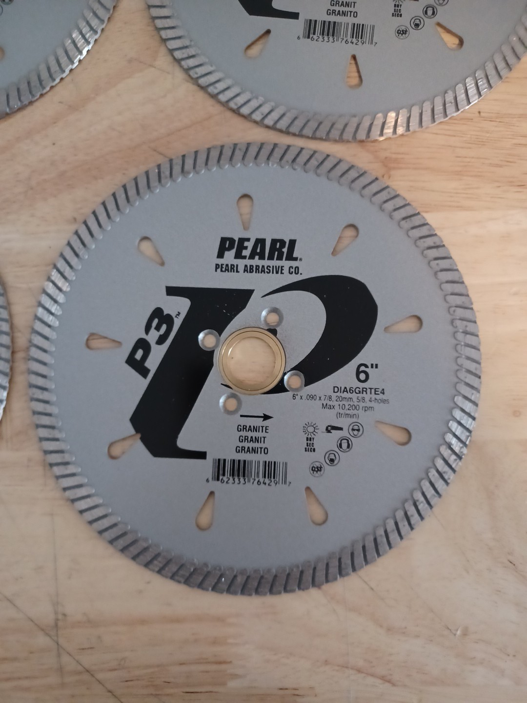 Pearl Abrasive P3 Granite Diamond Blade 6″ Dia 6″×.090×7/8″ 10,200 Rpm Lot Of 5
