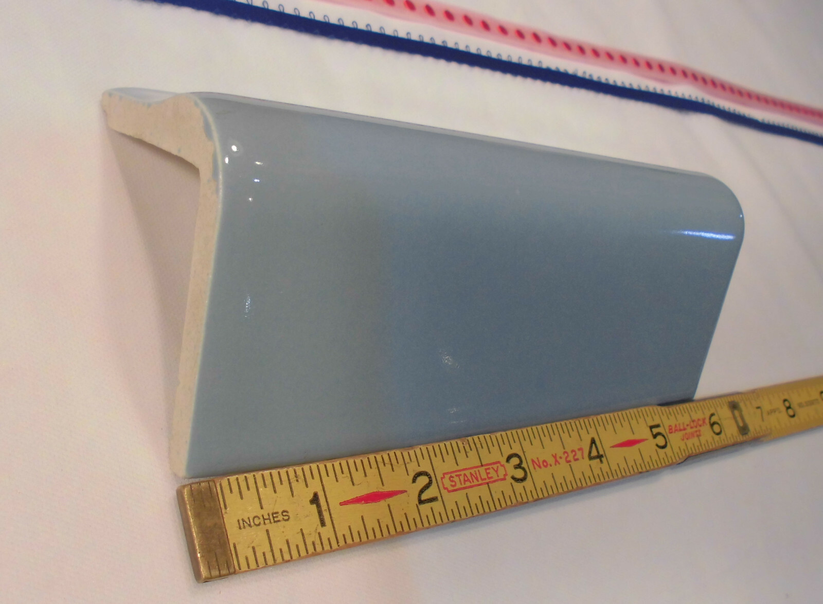 1 pc. *Bright Dark Wedgewood* V Cap Ceramic Trim Tile; Counter Top Edging; Blue
