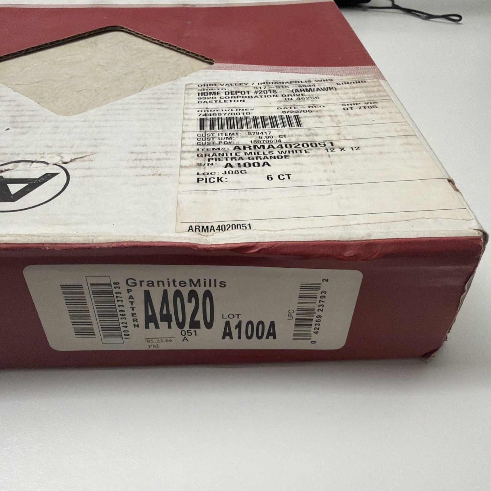 Granite Mills Armstrong A4020 12”x12”Floor Tiles 30 Sq. Ft. New Open Box NOS