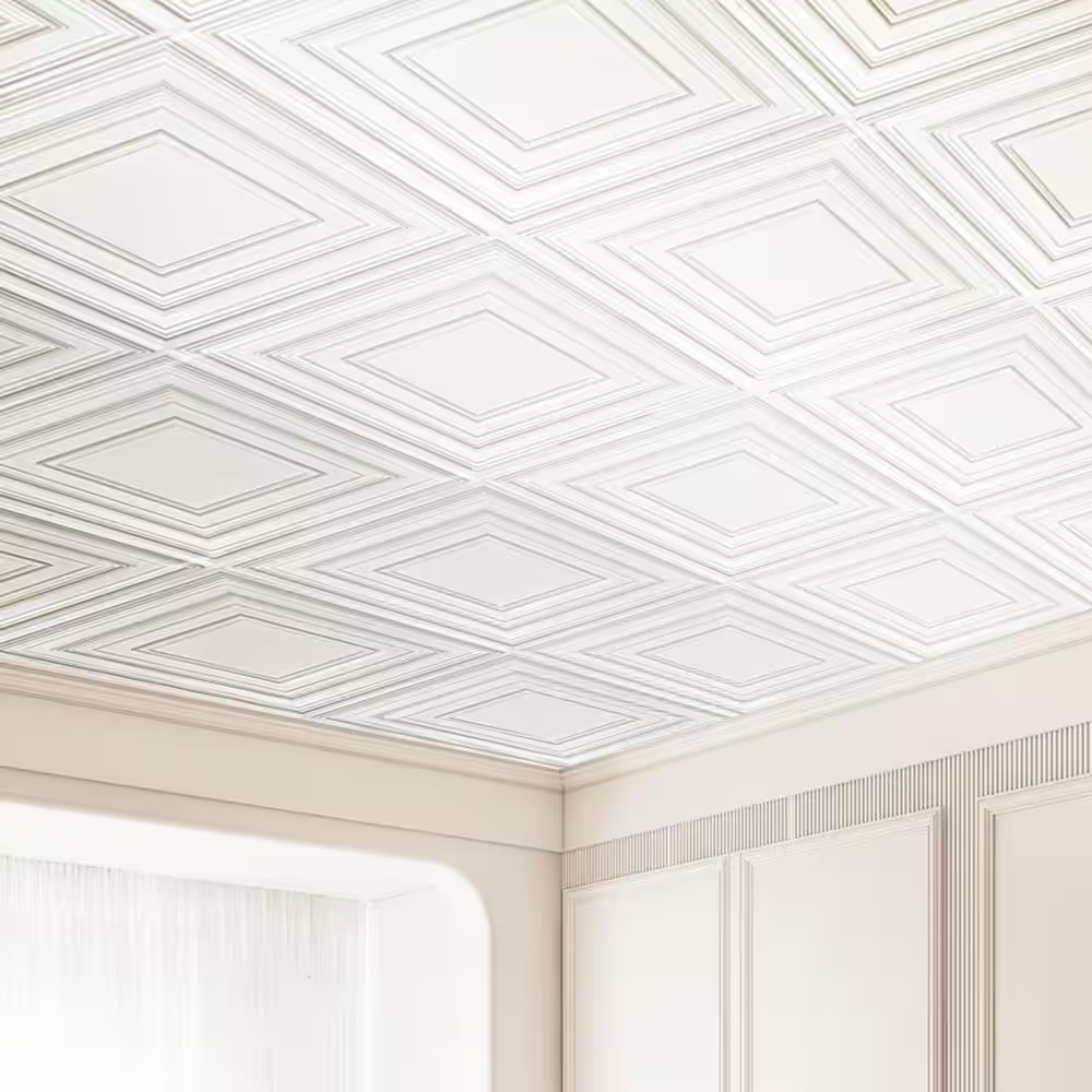 Drop Ceiling Tiles Premium PVC Sheet, White 2 Ft. X 2 Ft. Standard Ceiling Tile