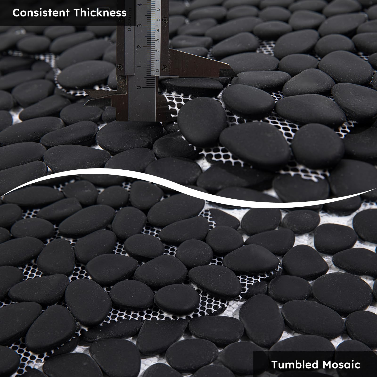 Pebble Tile for Shower Floor, Black Oval, 5 Sheets, Pebble Mosiac Backsplash …
