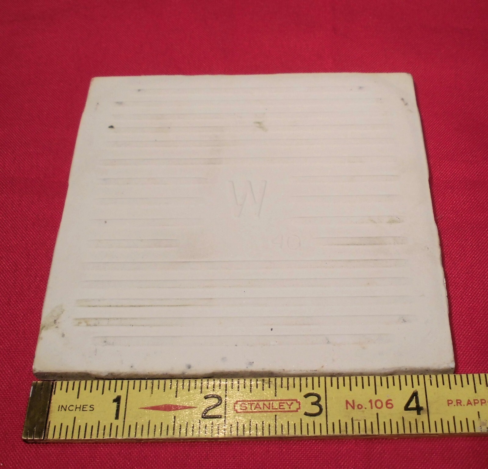 1 pc. White: Crystal Glaze Ceramic Tile by Wenczel Co. 4-5/16″ made 1970’s – 80