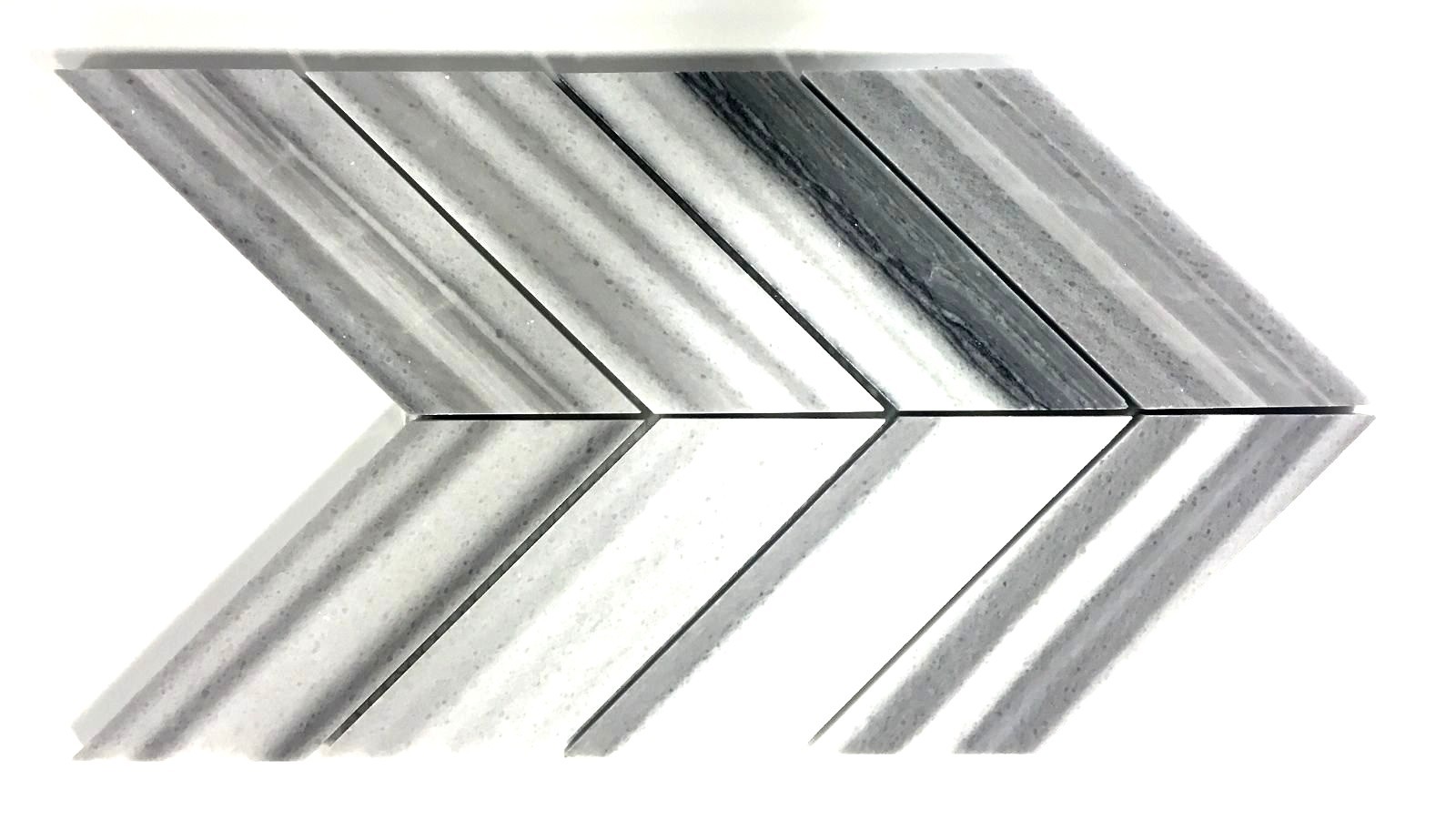 Gray Silver Chevron Marble 9X15 Mosaic Wall and Floor Tile Backsplash Bath