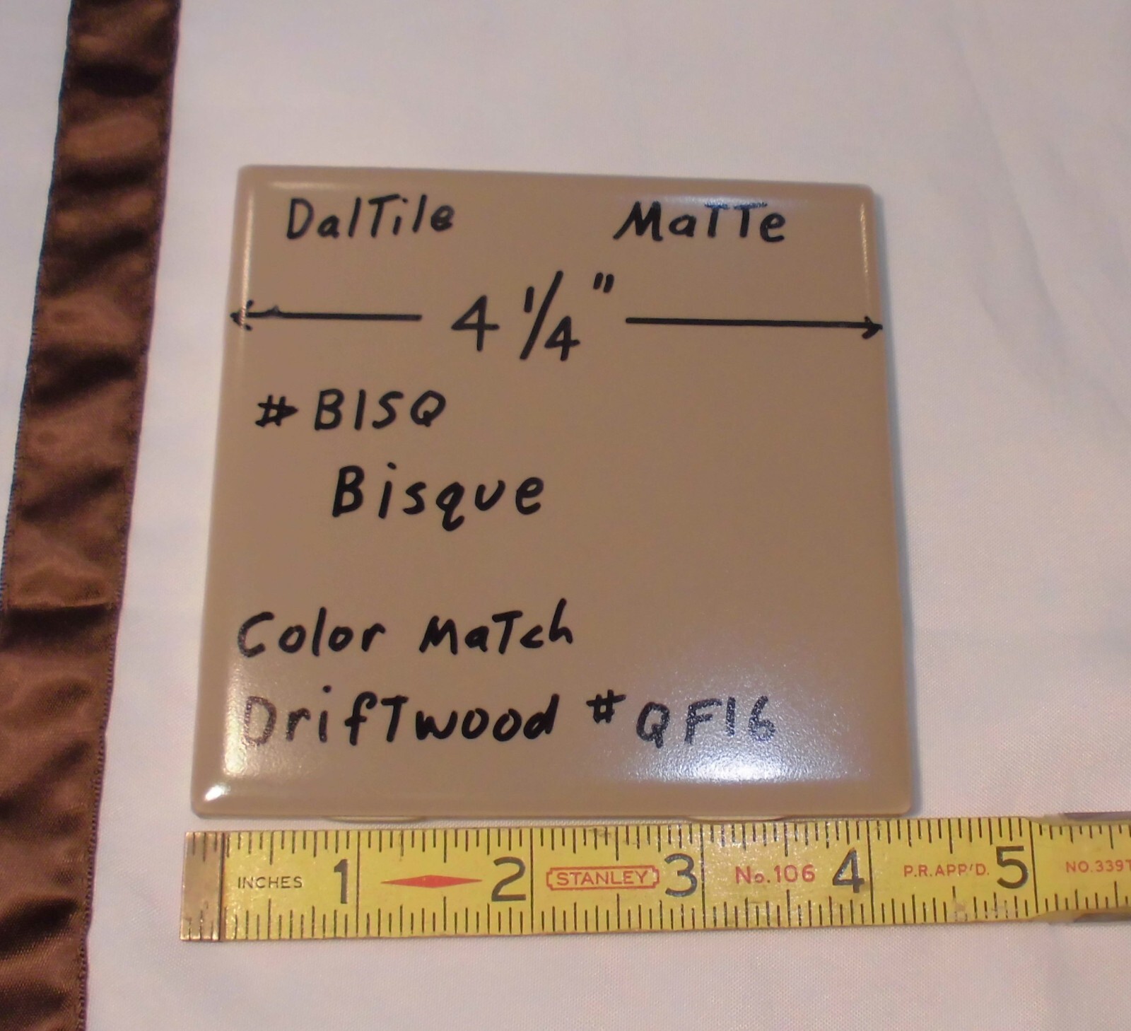 1 pc. Bisque Matte Ceramic Tile by Daltile #BISQ: 4-1/4″ Light Brown, NEW