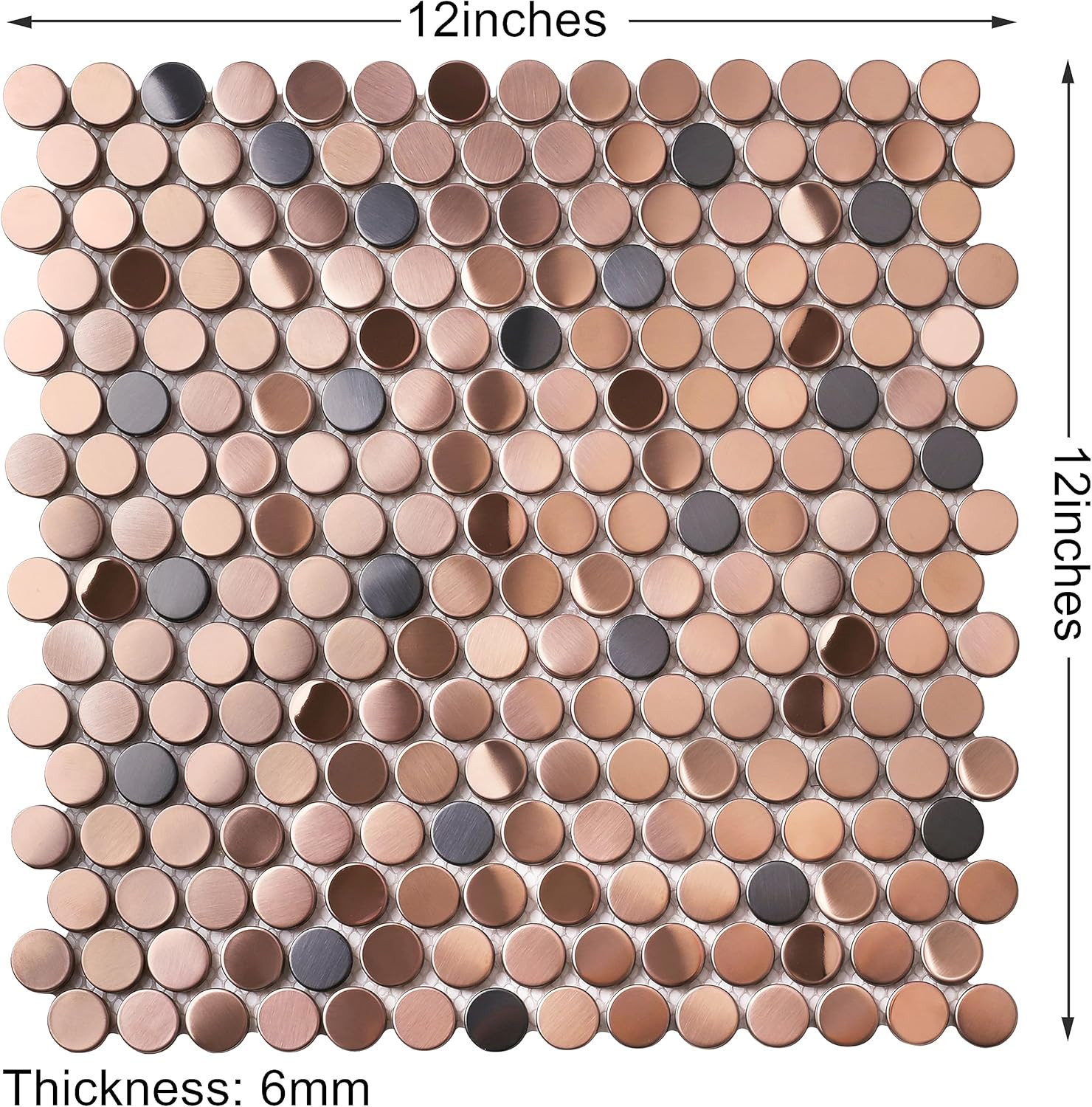 Copper Bronze Penny Round Mosaic Tiles for Kitchen and Bathroom [5 Sheets]