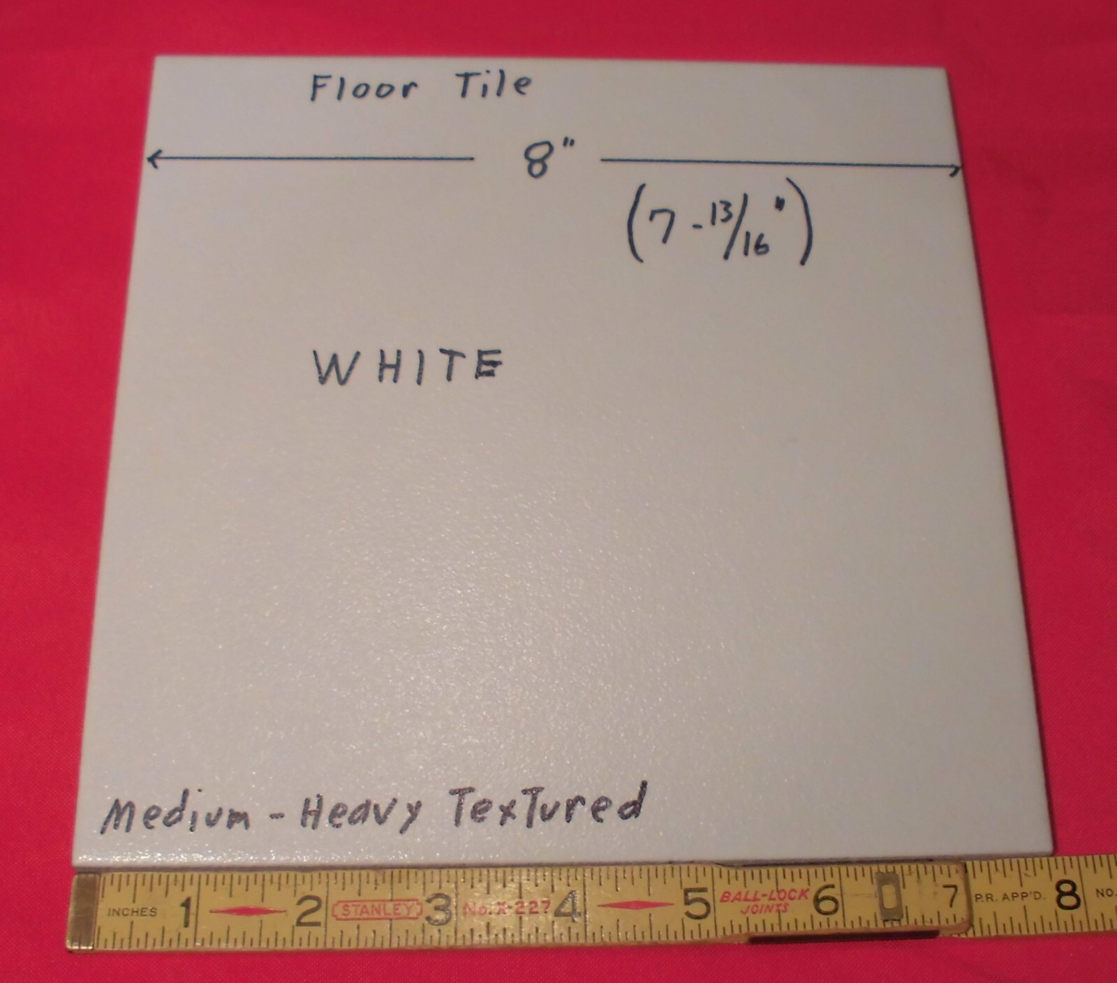 1 pc. Floor White: Ceramic Tile 8″ X 8″ Medium-Heavy Textured: New Stock, Mexico